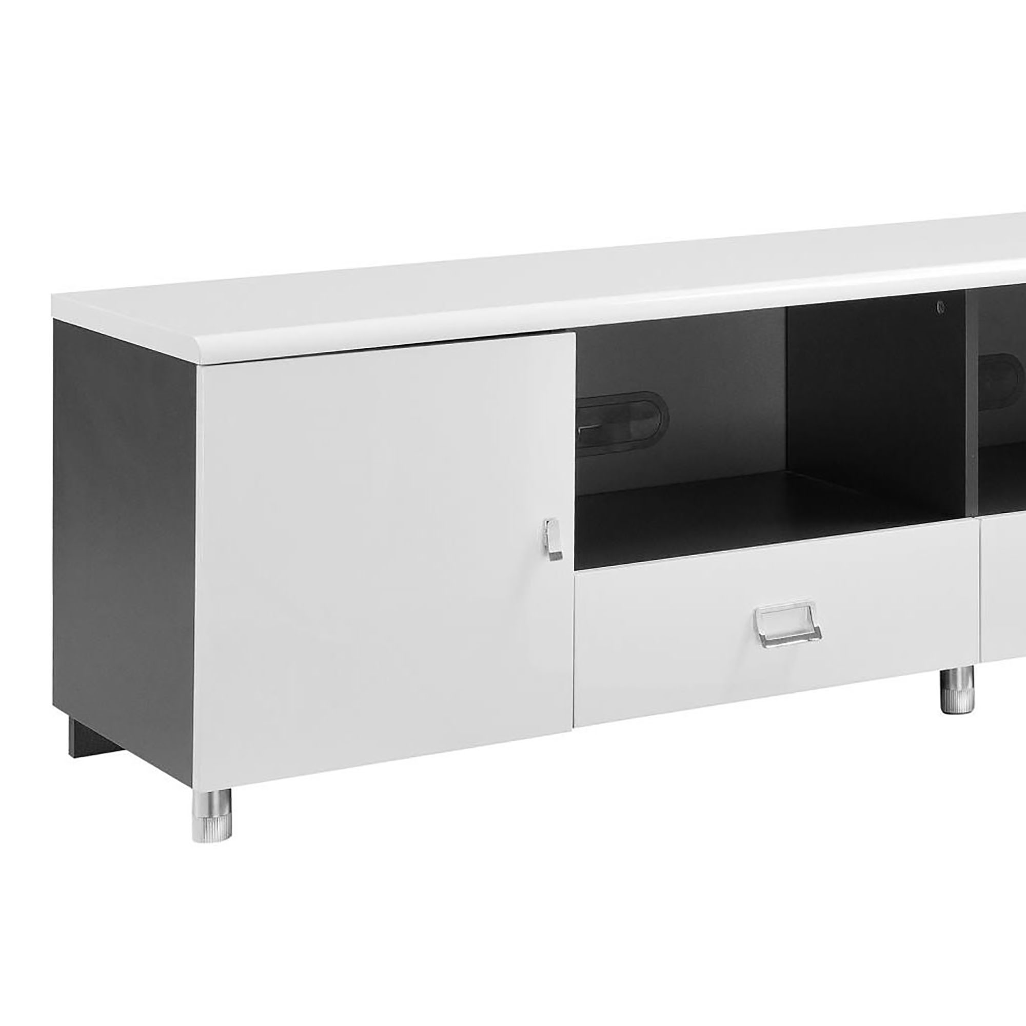 Glossy White and Grey 2-Drawer TV Console