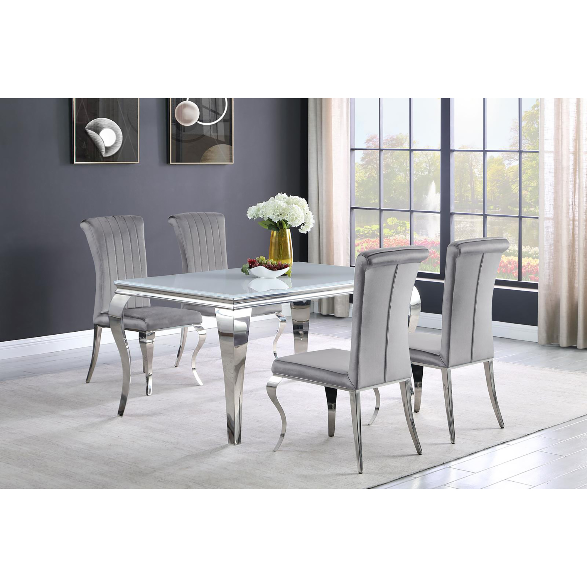 Grey Upholstered Side Chairs (Set of 4)