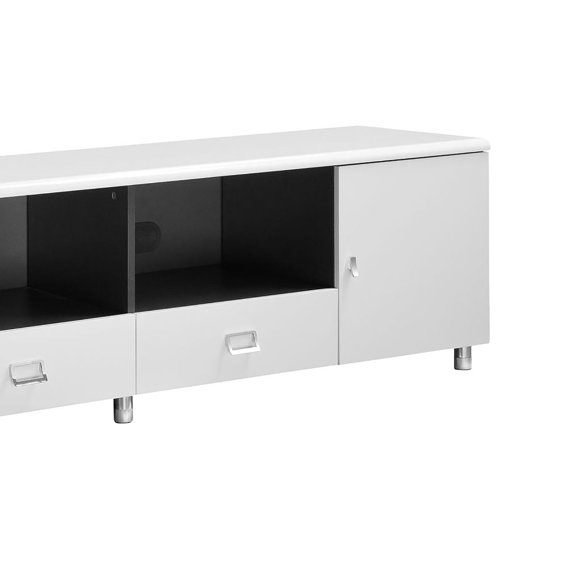 Glossy White and Grey 2-Drawer TV Console