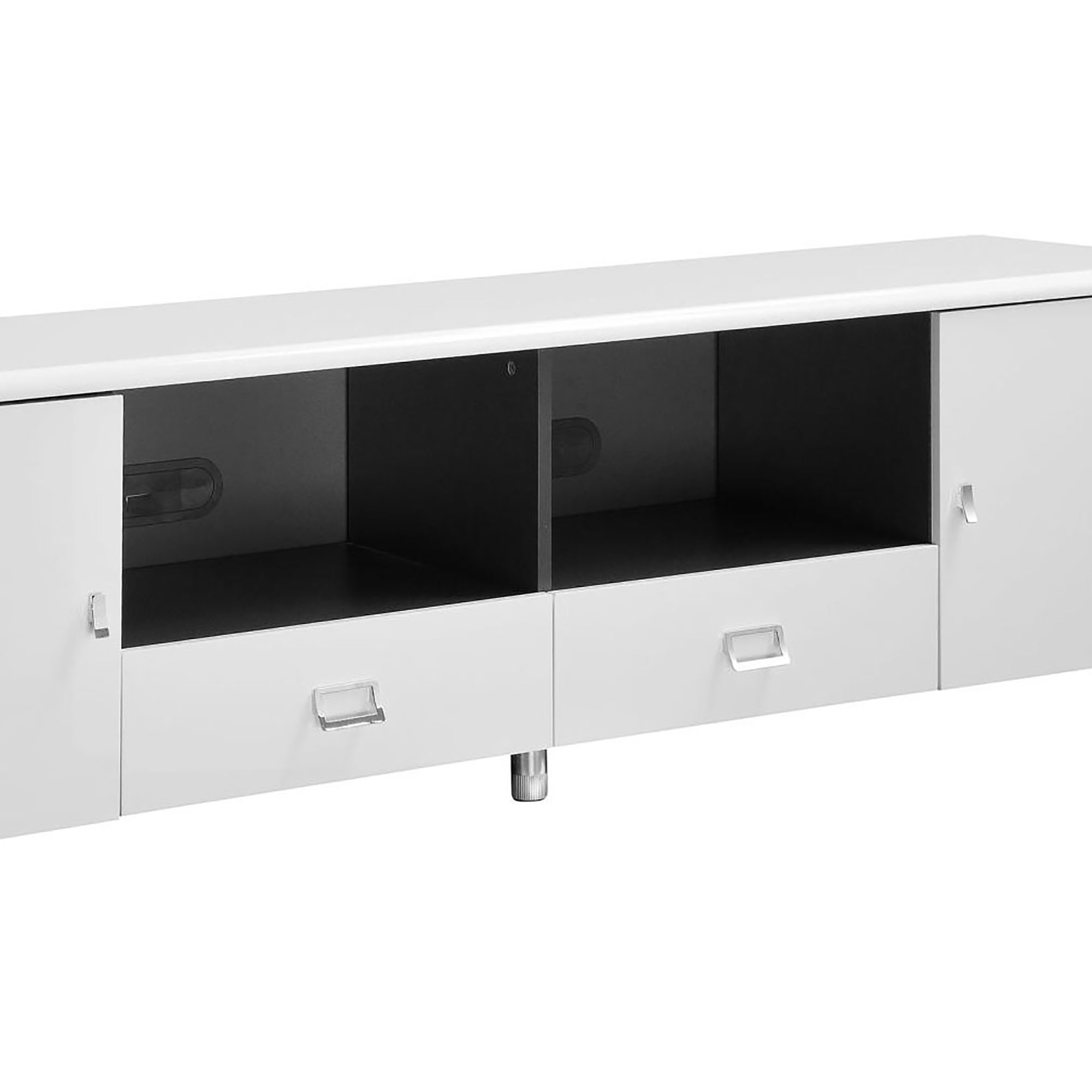 Glossy White and Grey 2-Drawer TV Console