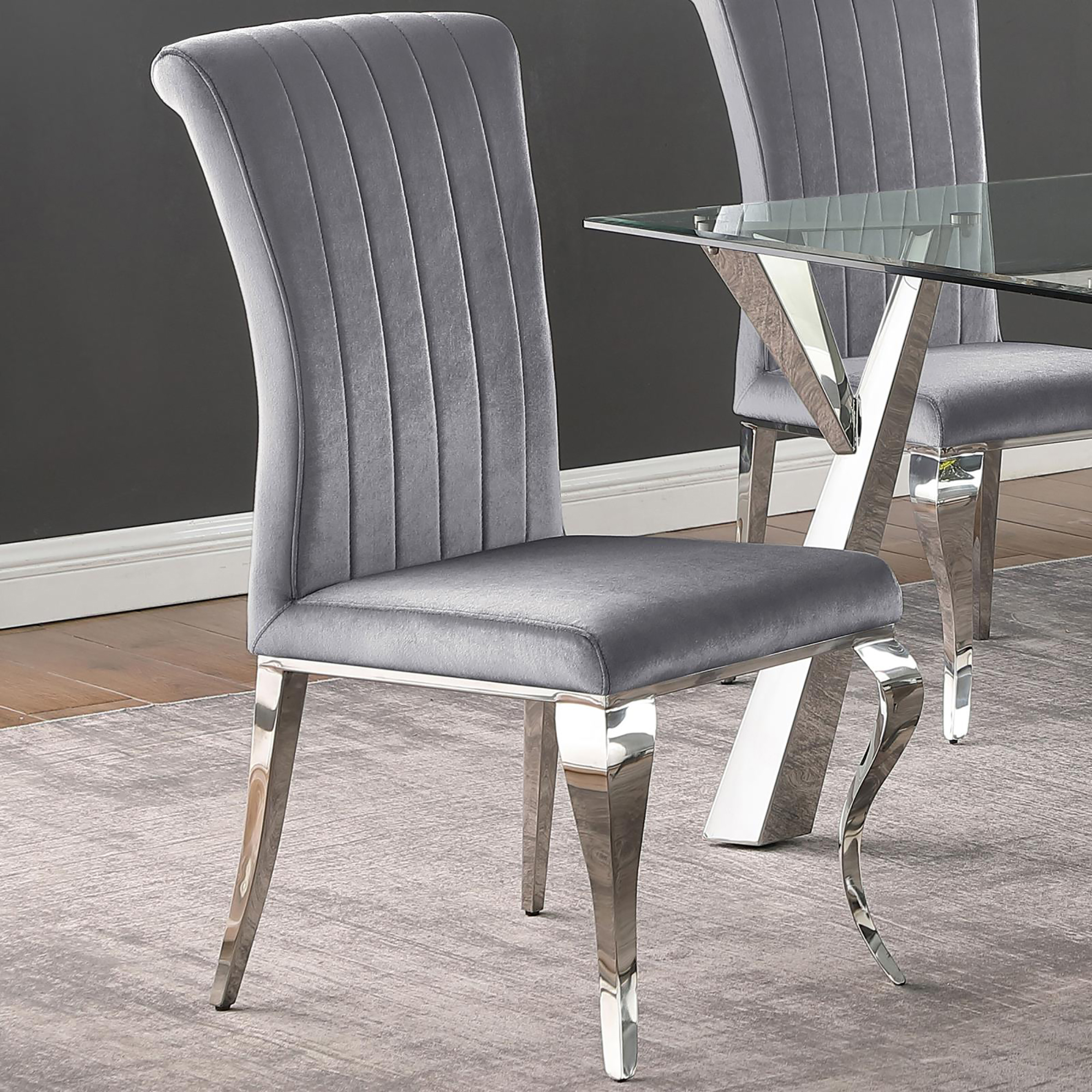 Grey Upholstered Side Chairs (Set of 4)