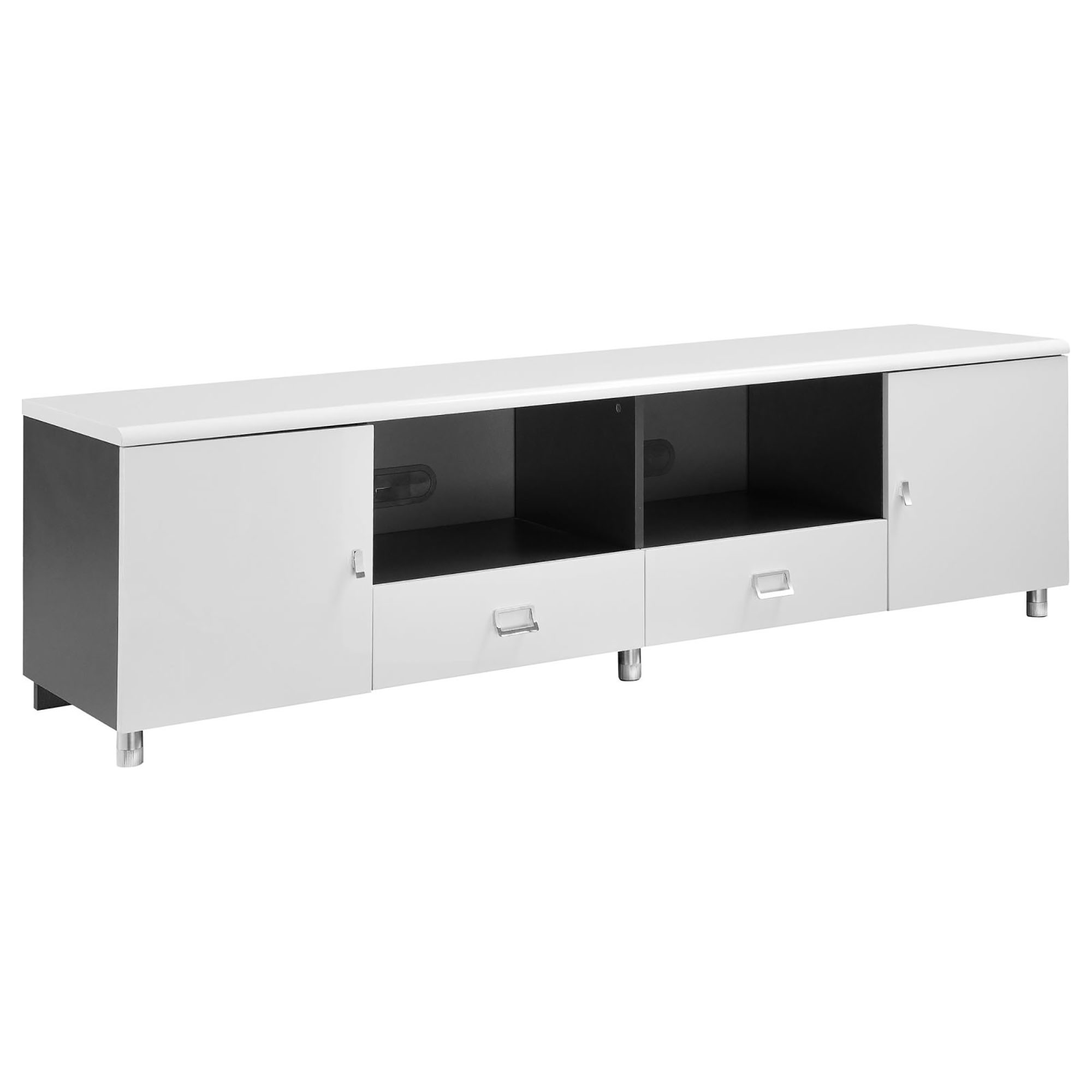 Glossy White and Grey 2-Drawer TV Console