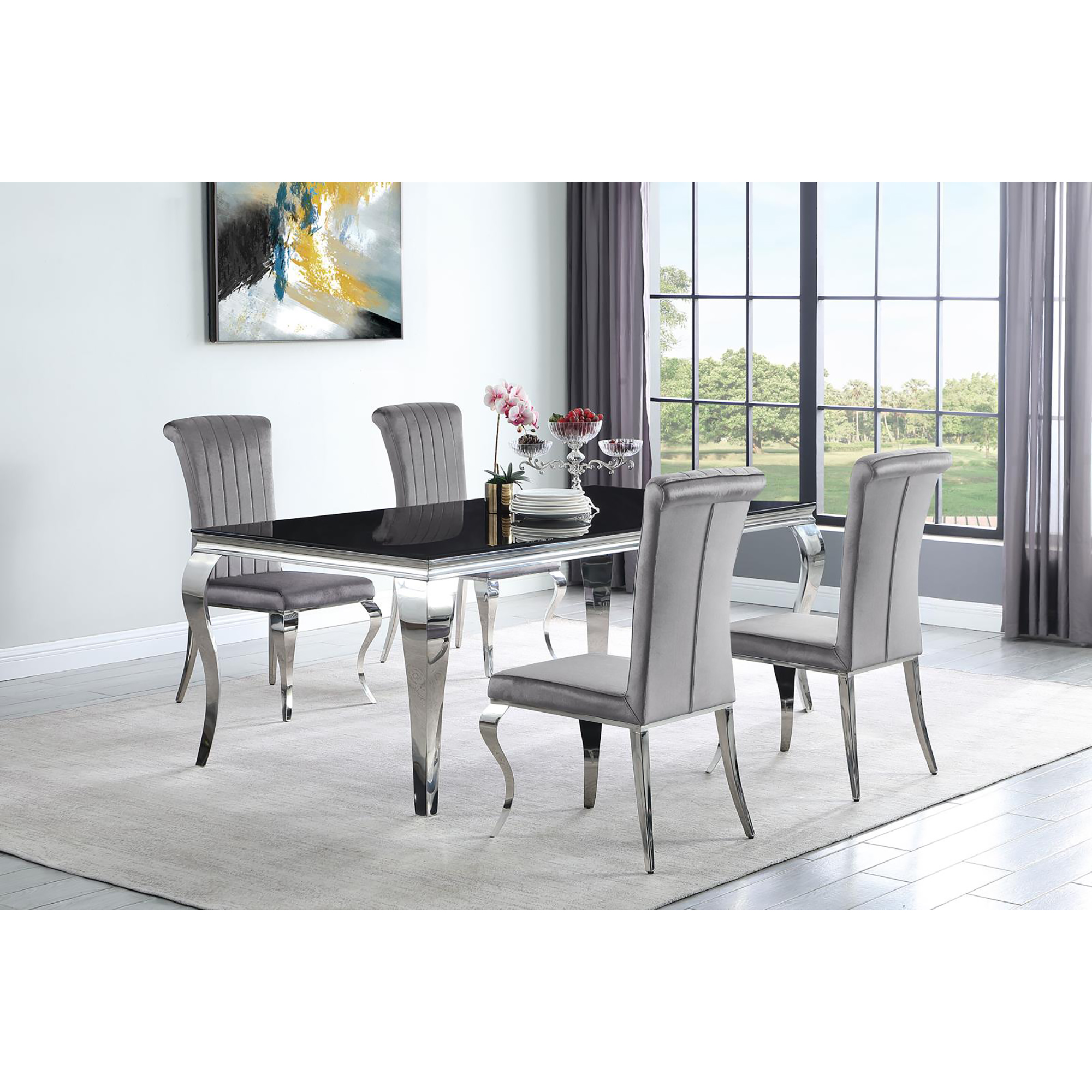 Grey Upholstered Side Chairs (Set of 4)