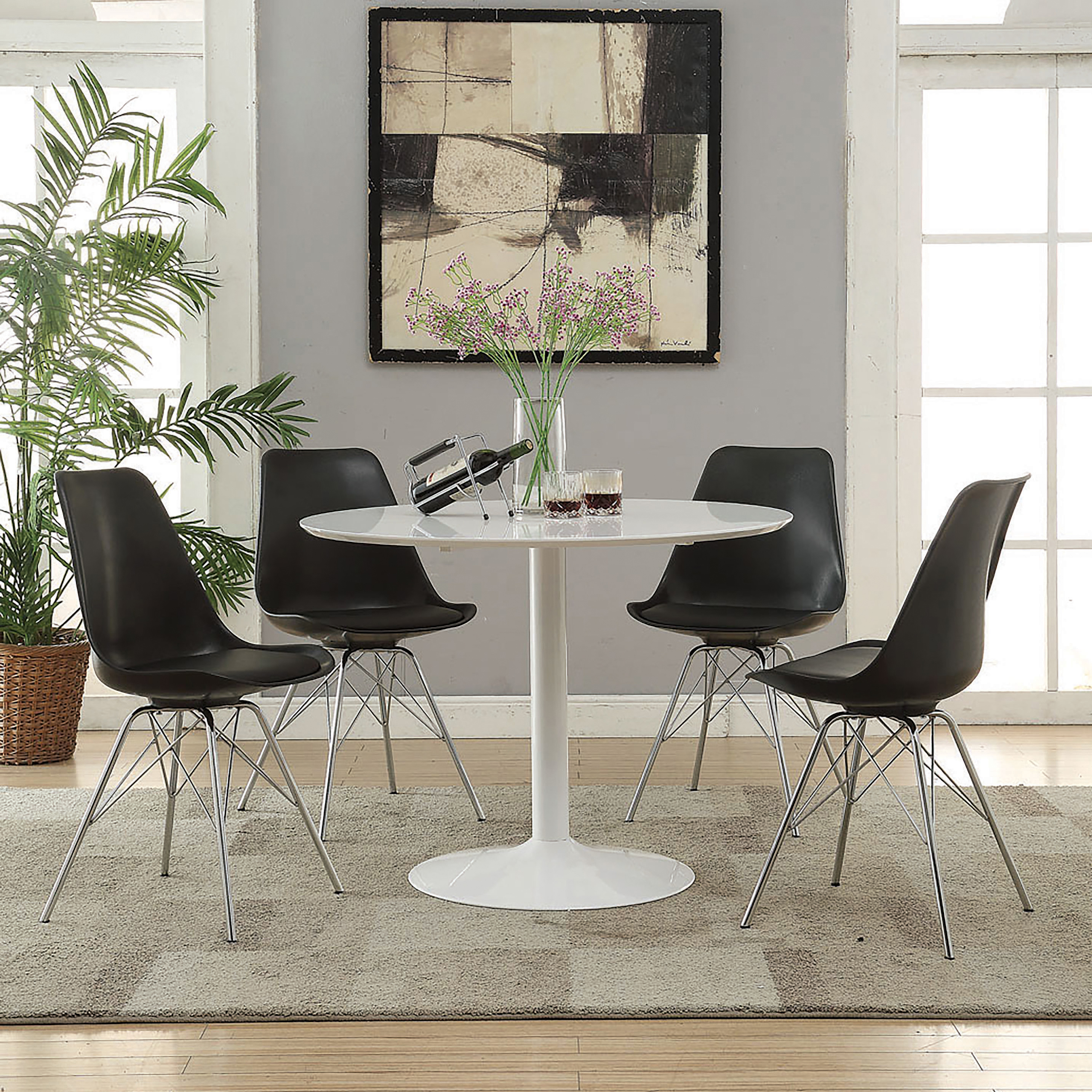 White Dining Table with Metal Base