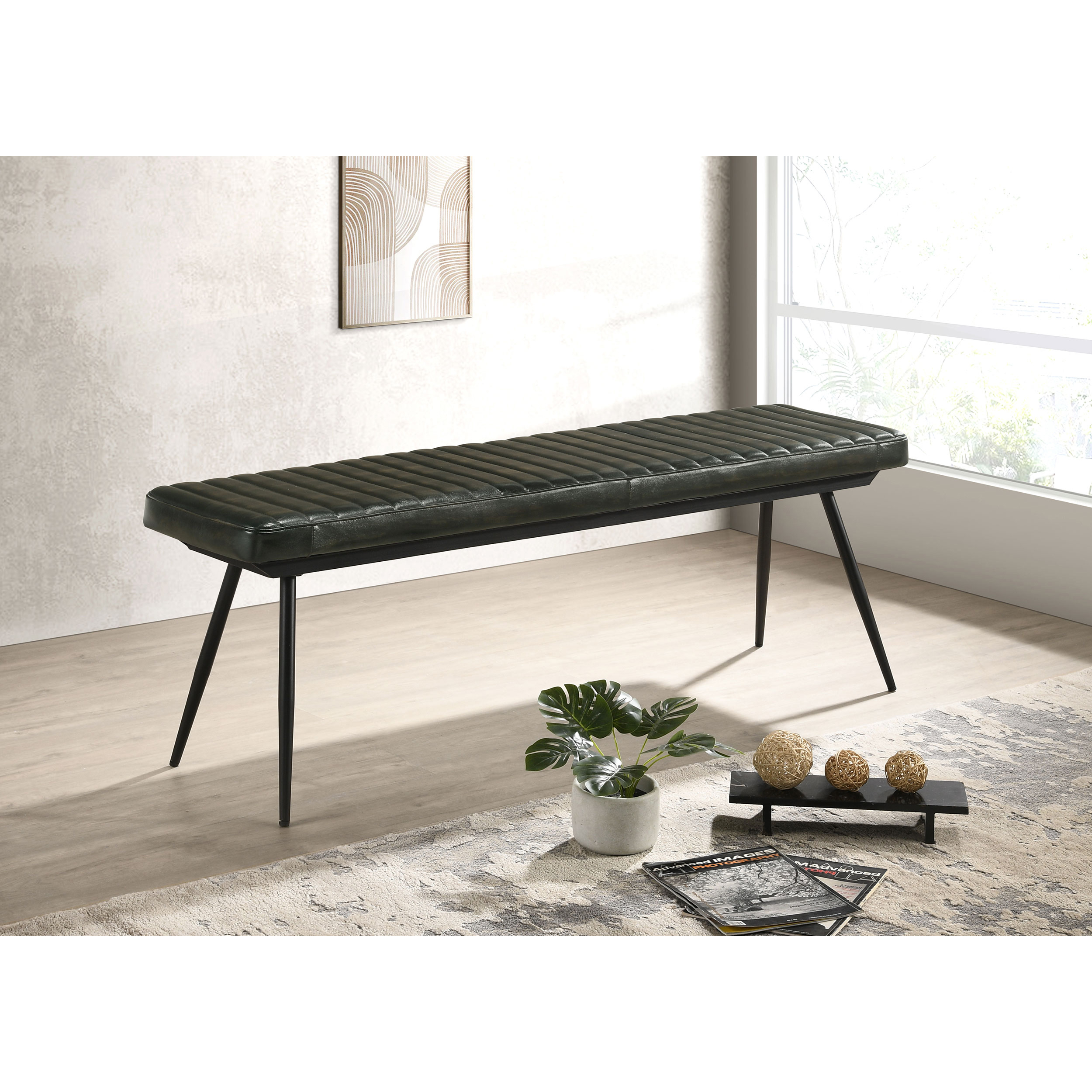 Espresso and Black Tufted Cushion Side Bench