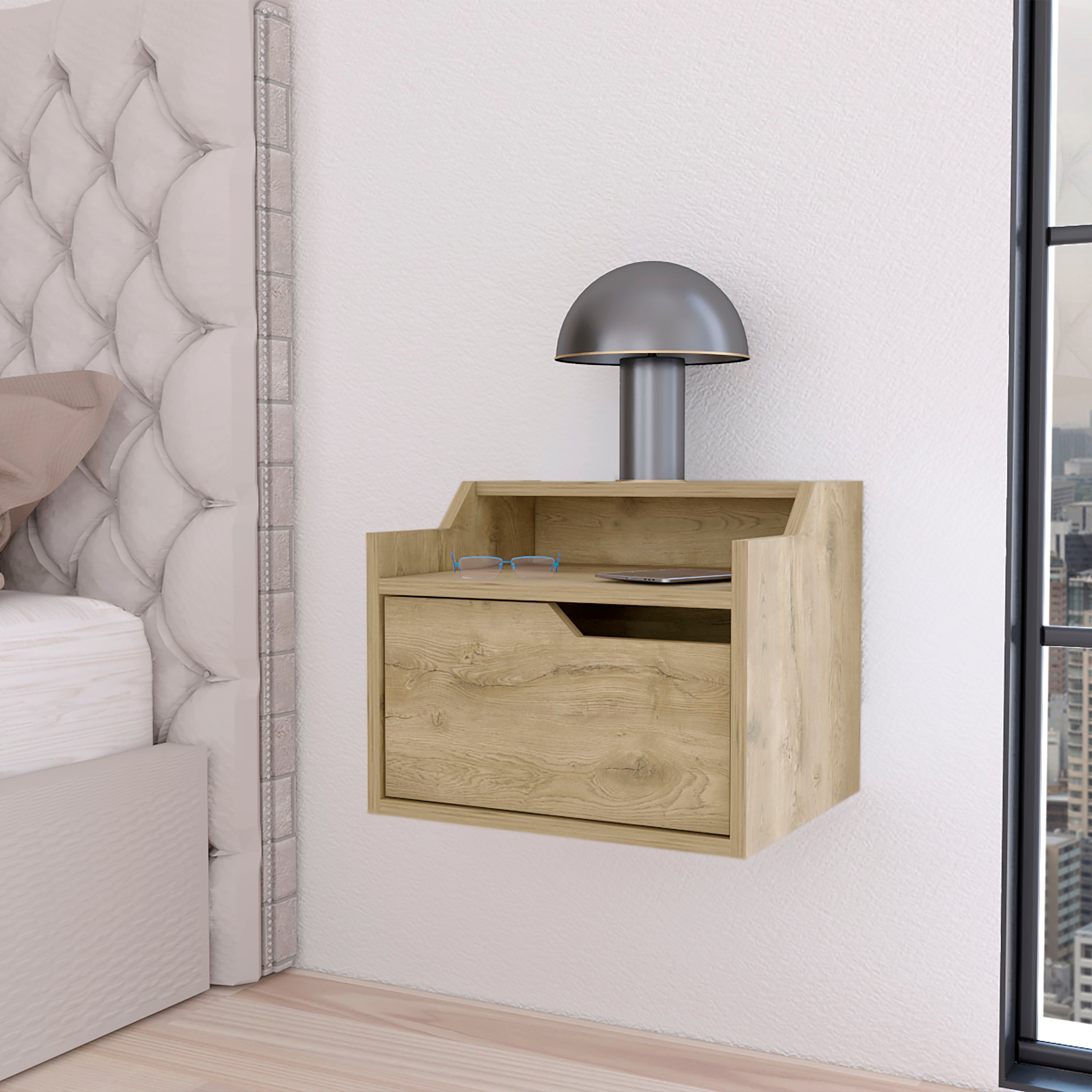 Macadamia Dual-Shelf Display Nightstand