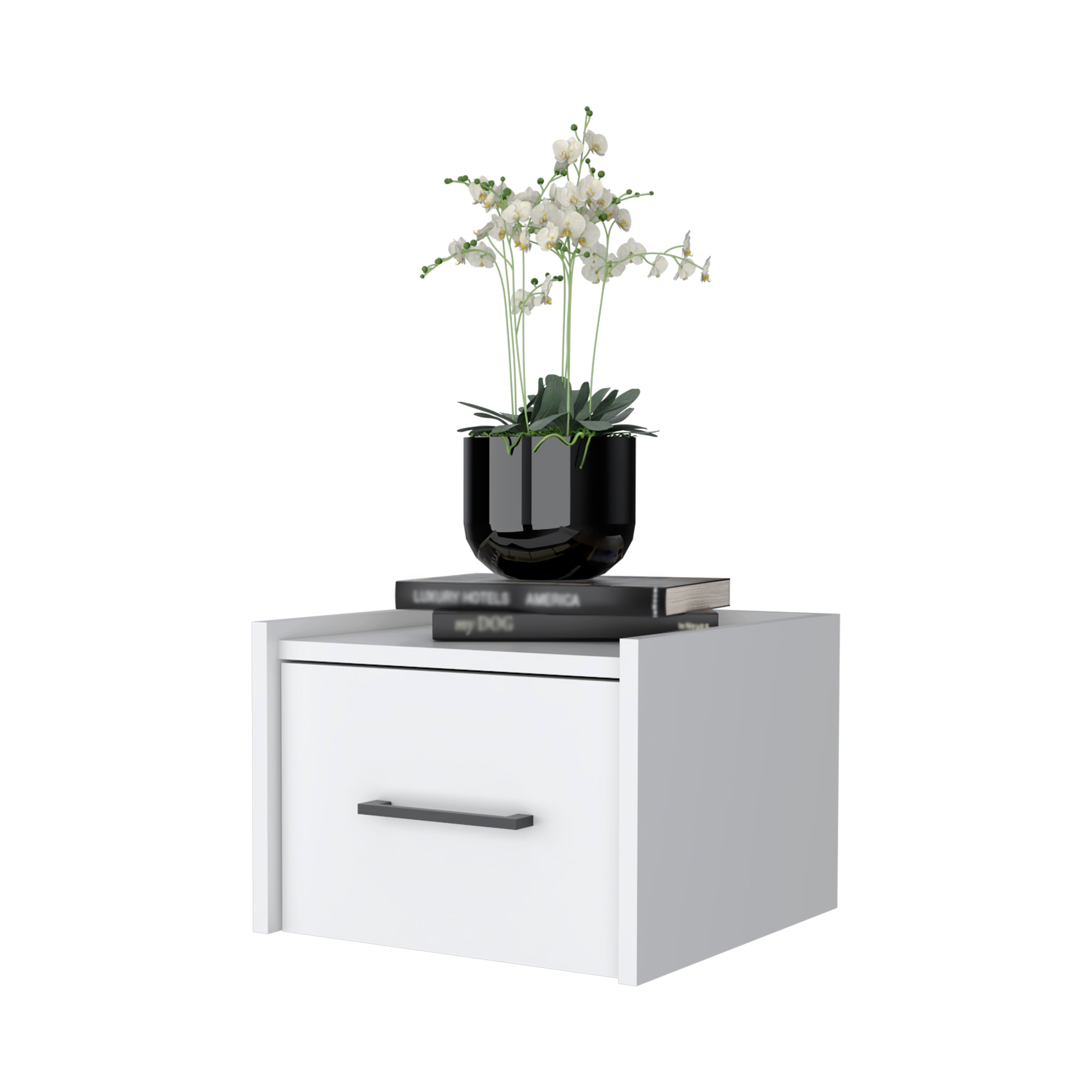 White Wall-Mounted Floating Nightstand