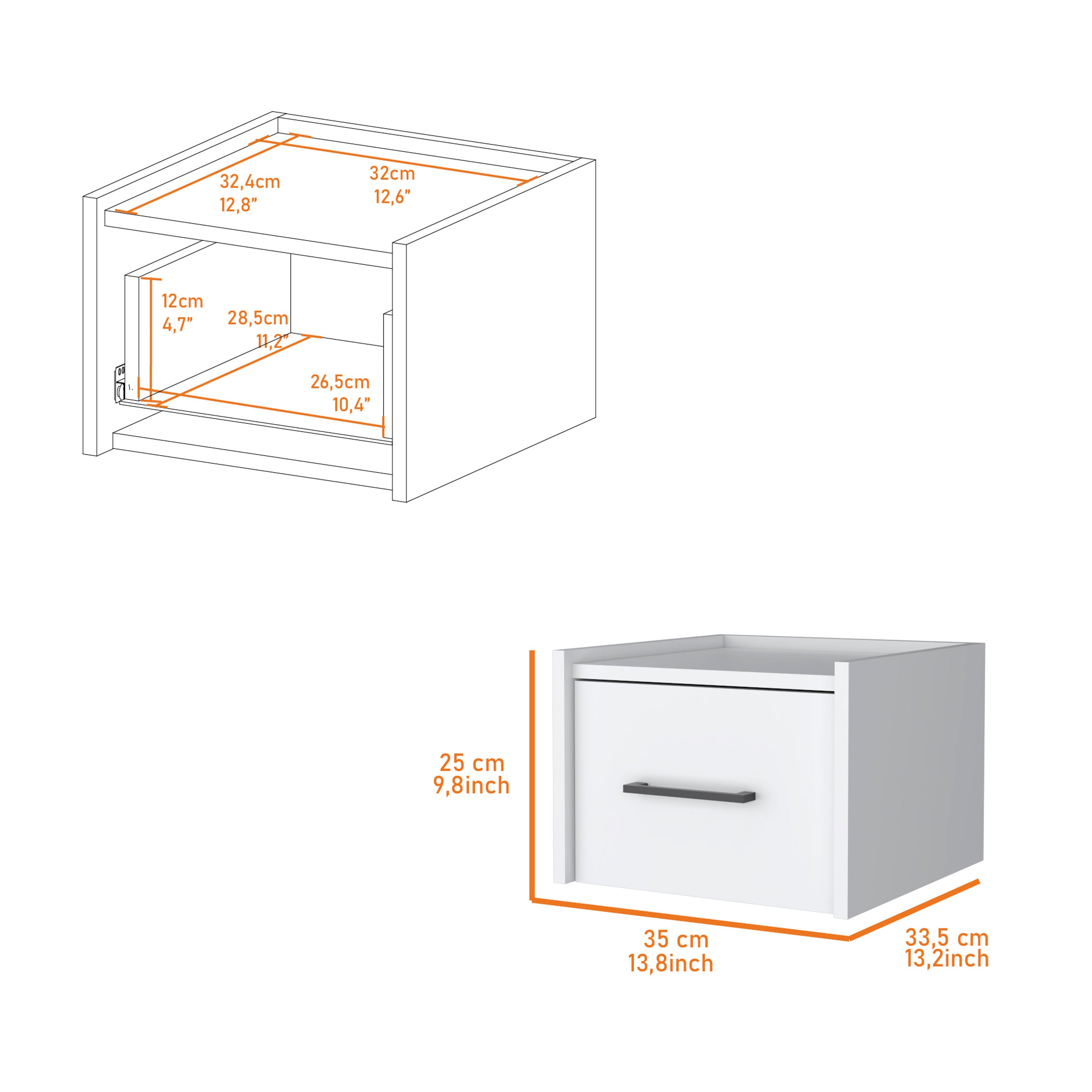 White Wall-Mounted Floating Nightstand