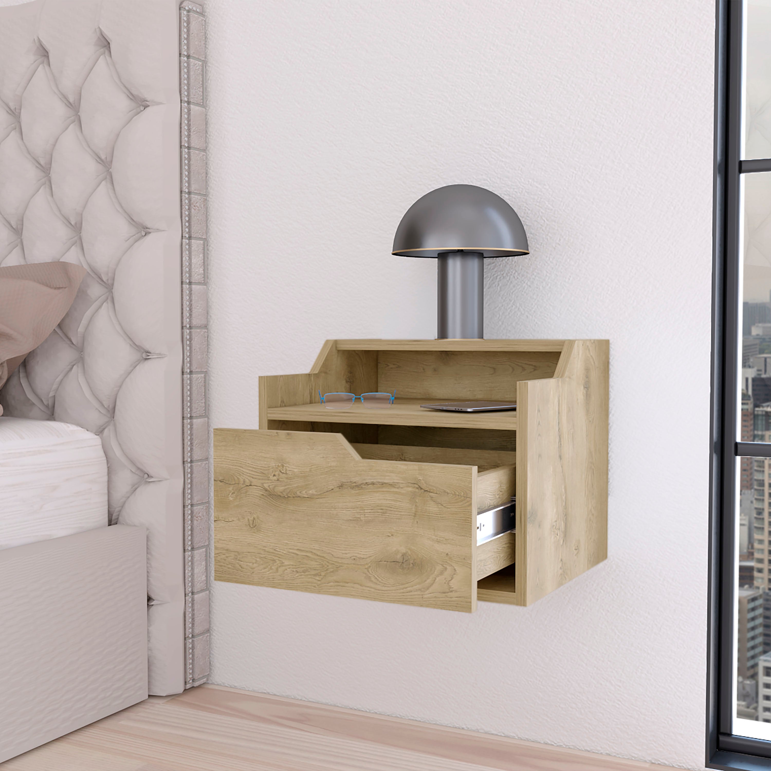 Macadamia Dual-Shelf Display Nightstand