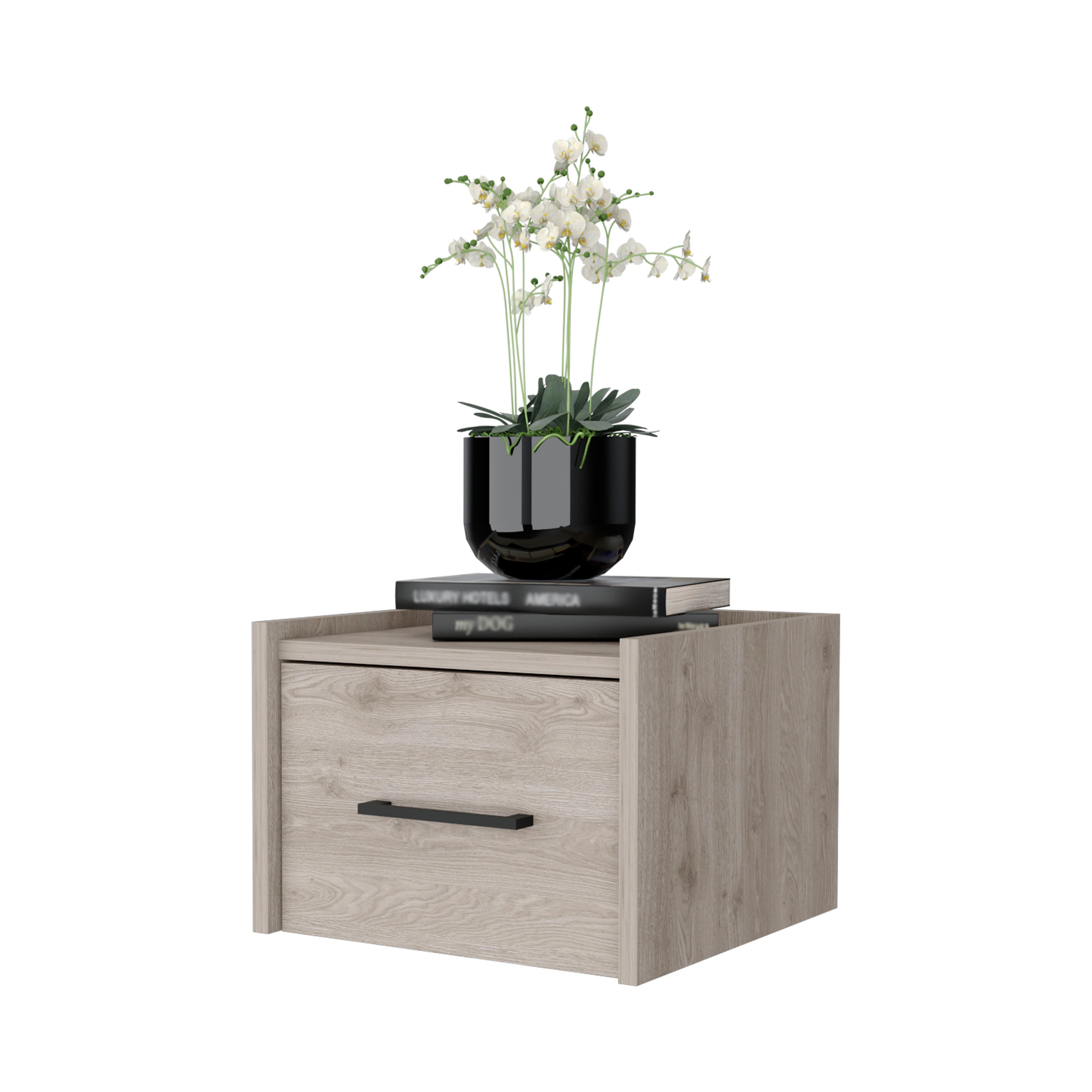 Light Gray Wall-Mounted Floating Nightstand