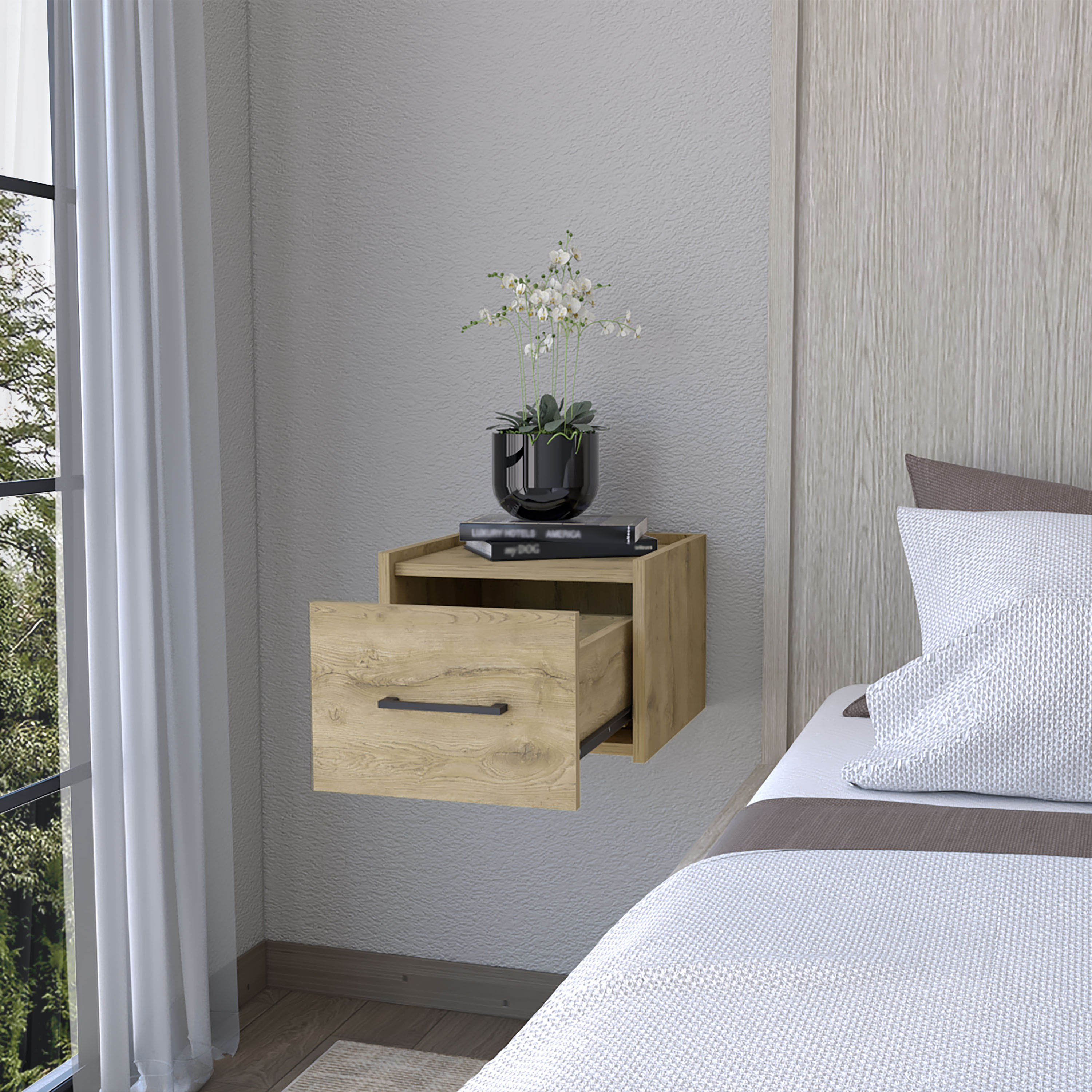 Macadamia Wall-Mounted Floating Nightstand