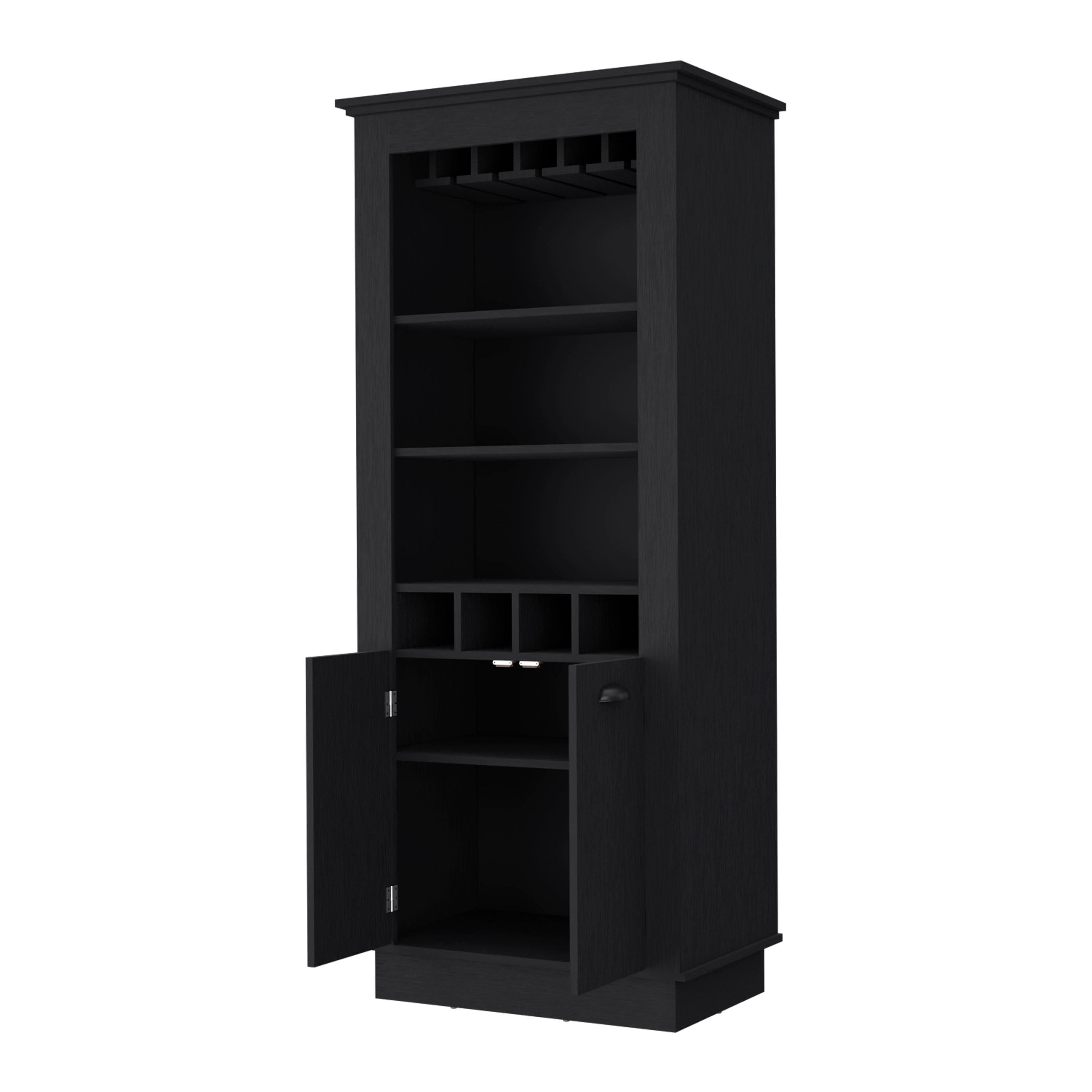 Tyler Black 4-Built In Wine Rack Bar Cabinet