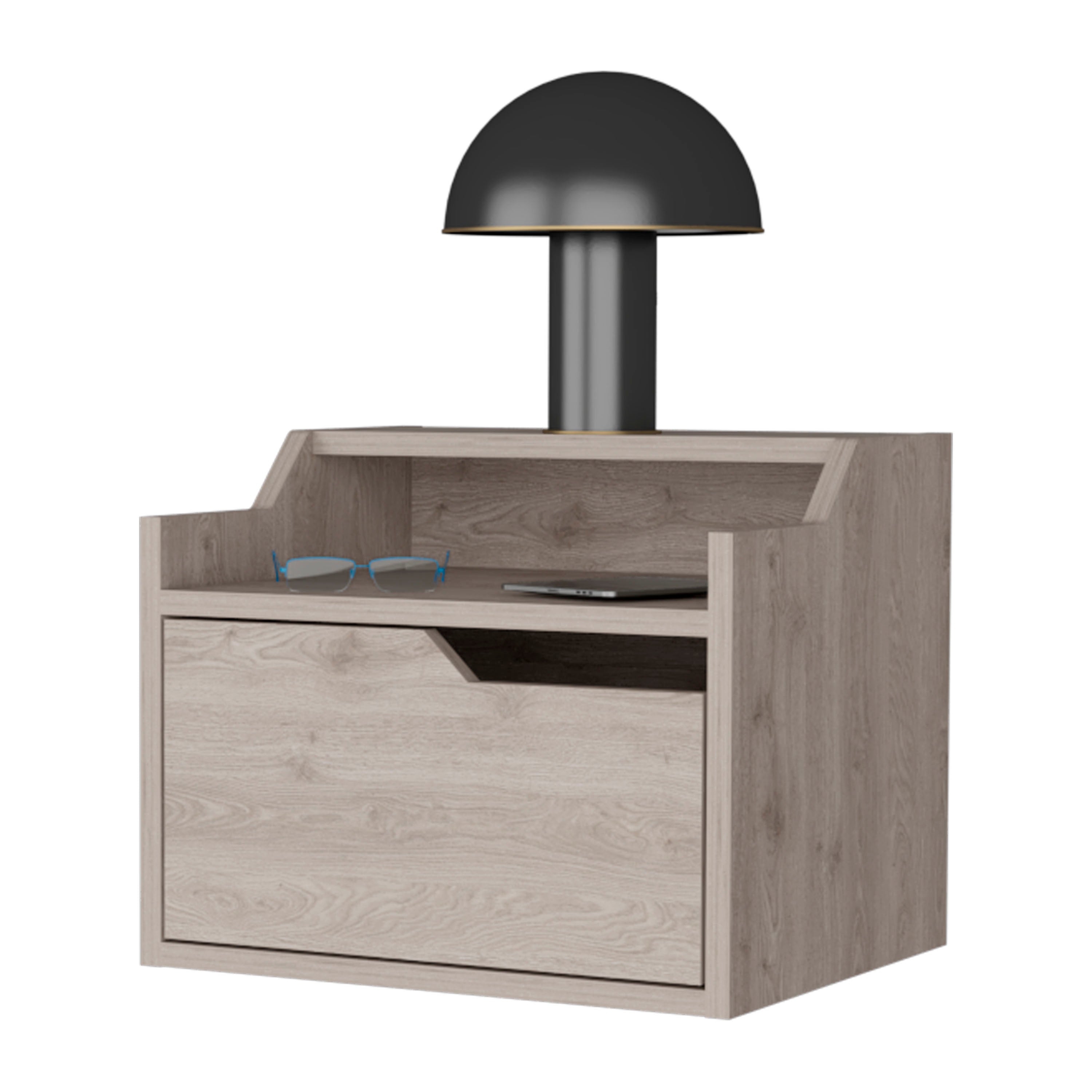 Light Gray Dual-Shelf Display Nightstand