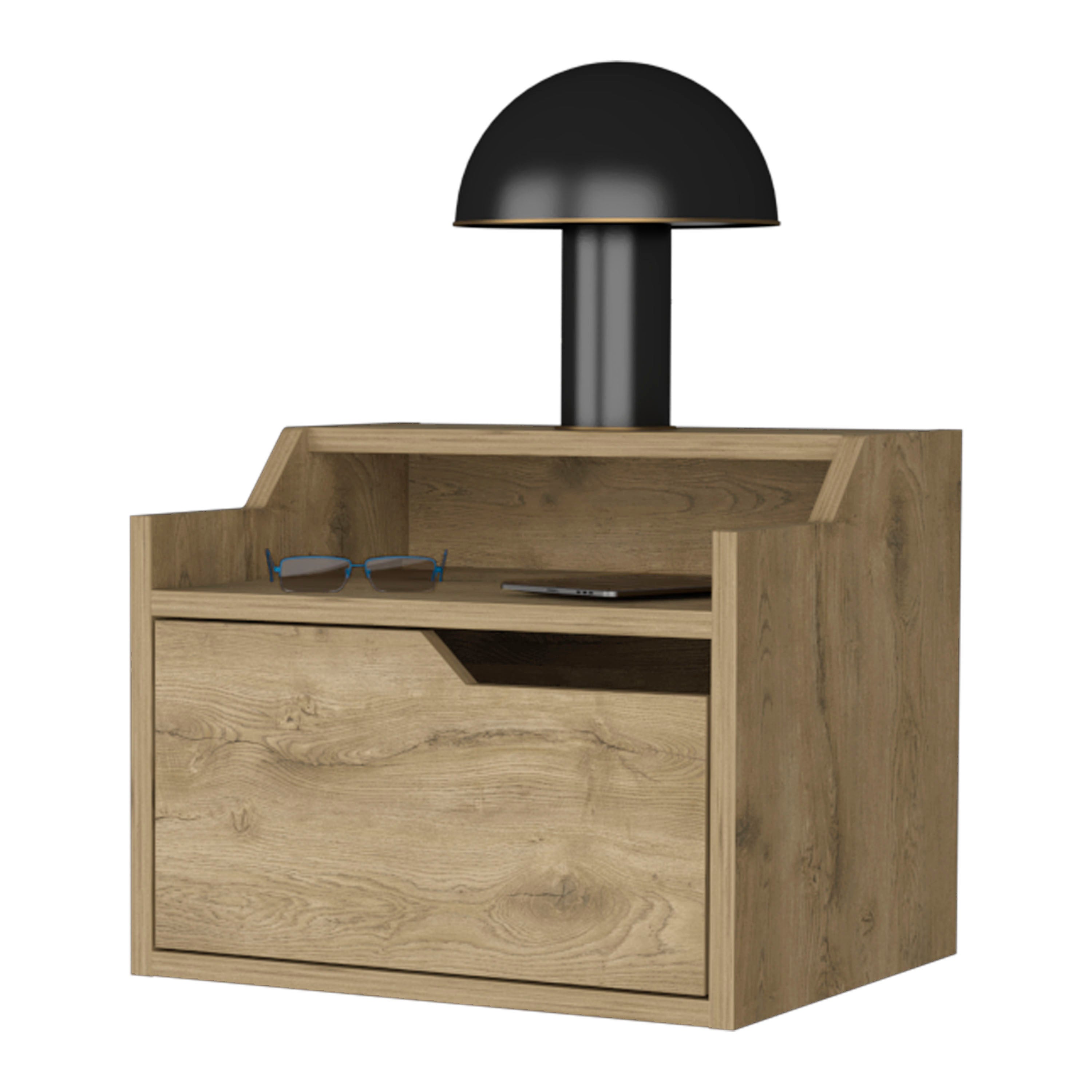 Macadamia Dual-Shelf Display Nightstand