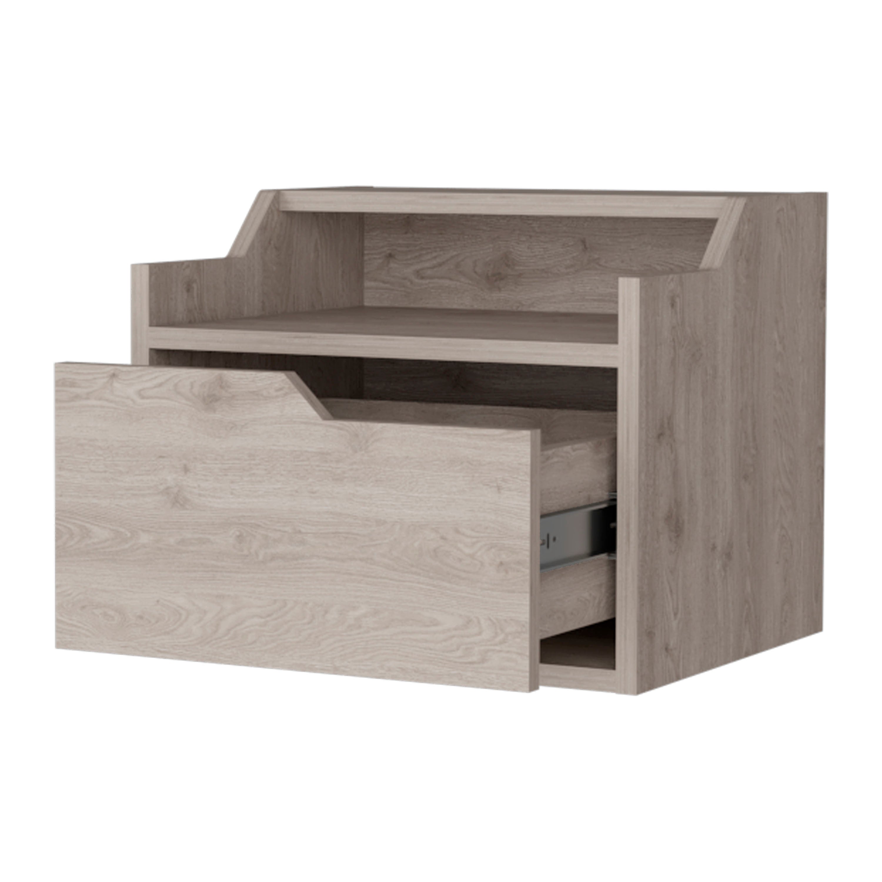 Light Gray Dual-Shelf Display Nightstand