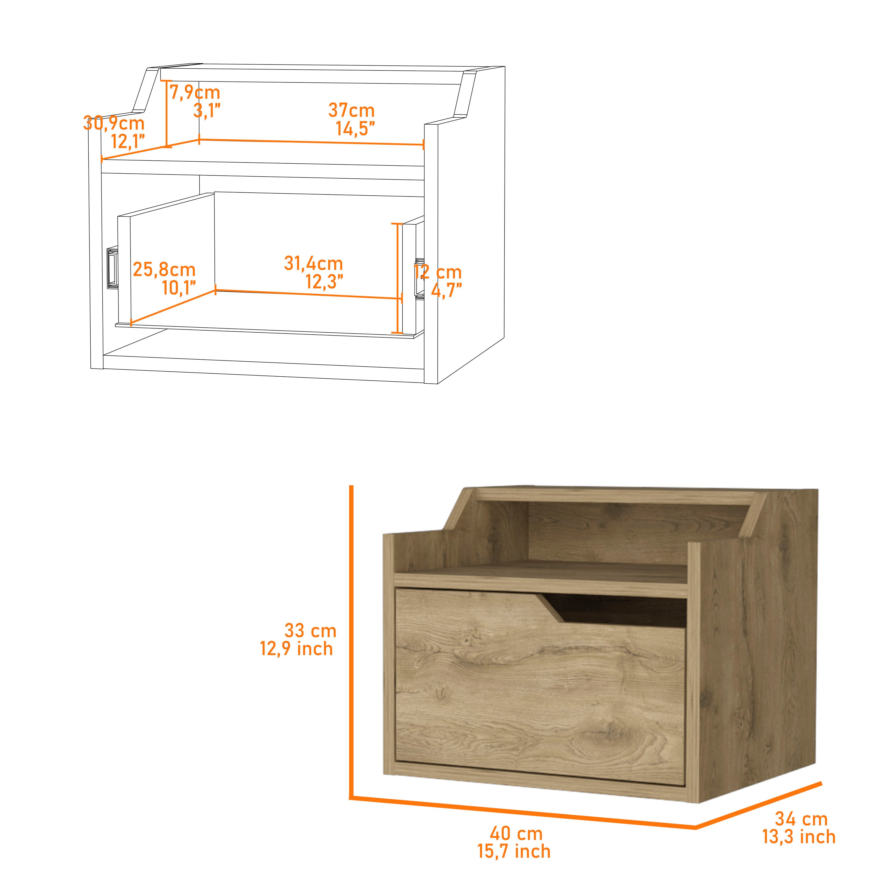 Macadamia Dual-Shelf Display Nightstand