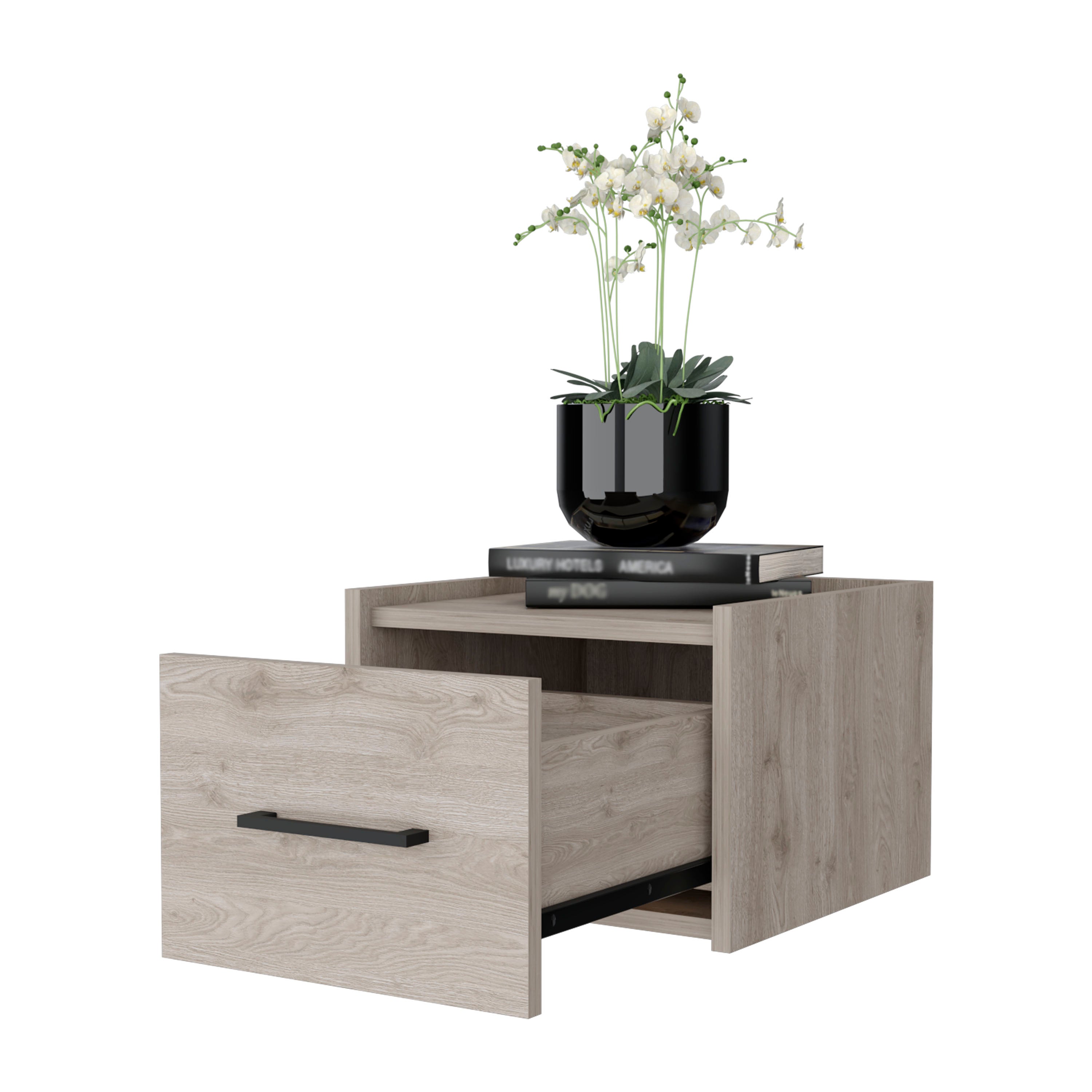 Light Gray Wall-Mounted Floating Nightstand