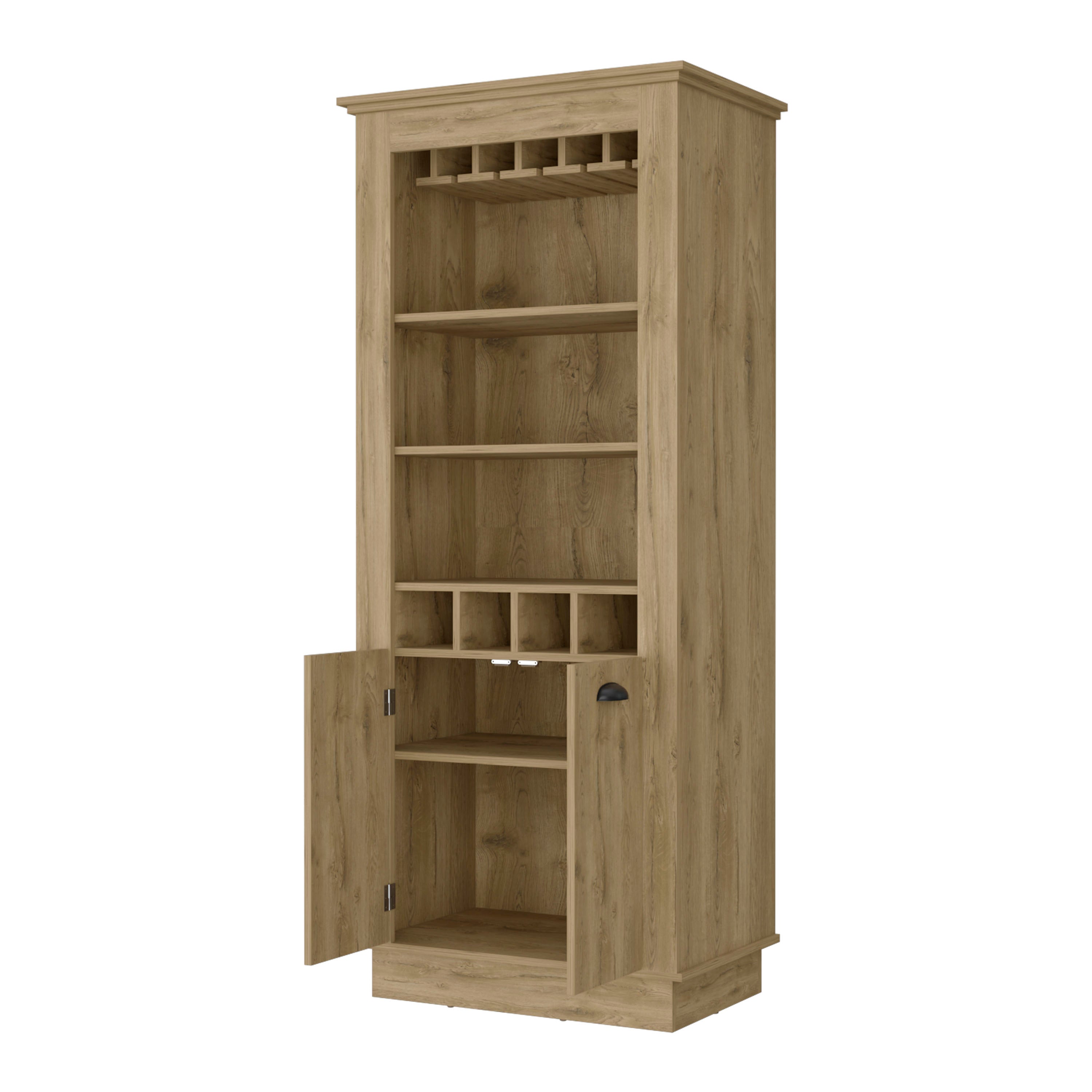 Macadamia 4-Built In Wine Rack Bar Cabinet