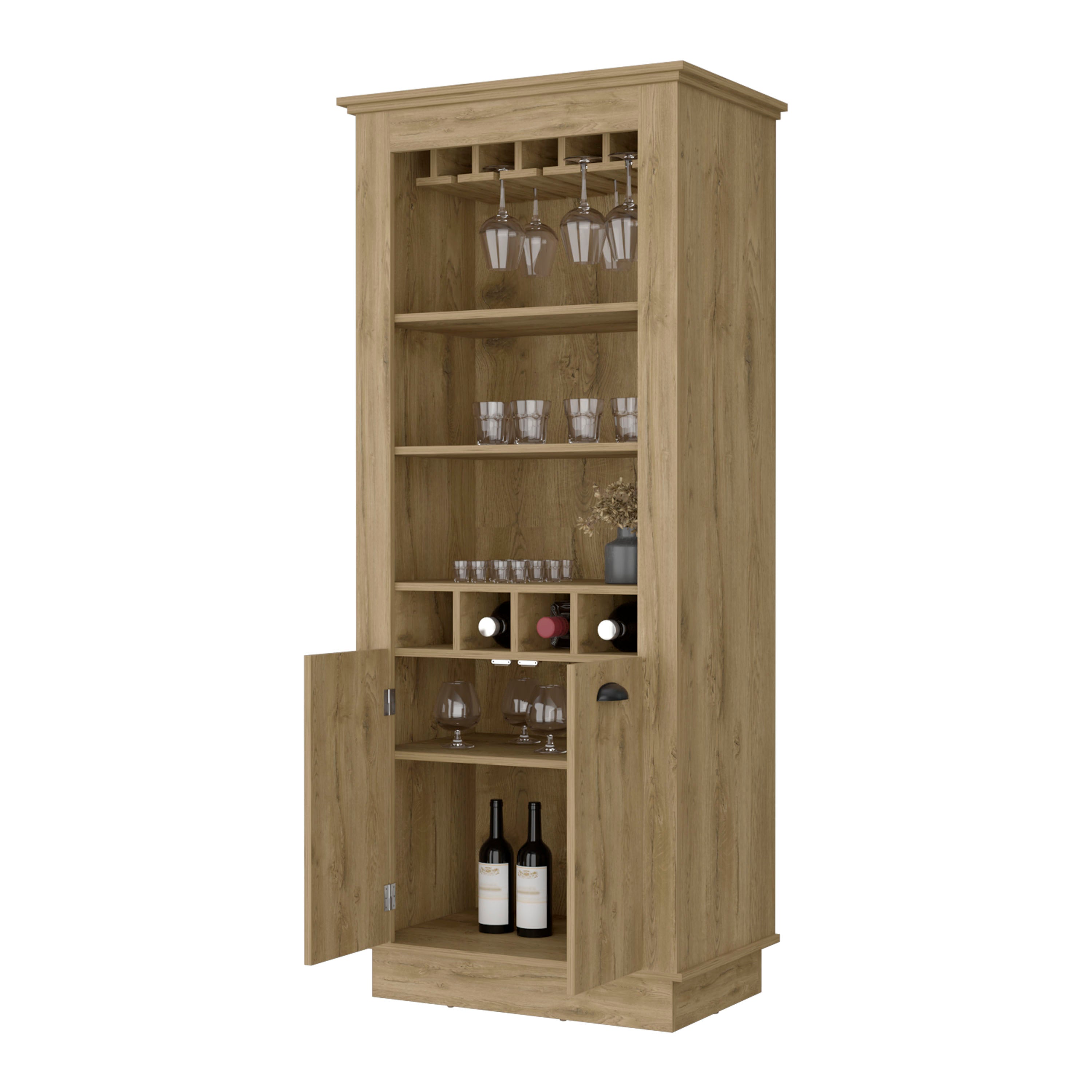 Macadamia 4-Built In Wine Rack Bar Cabinet