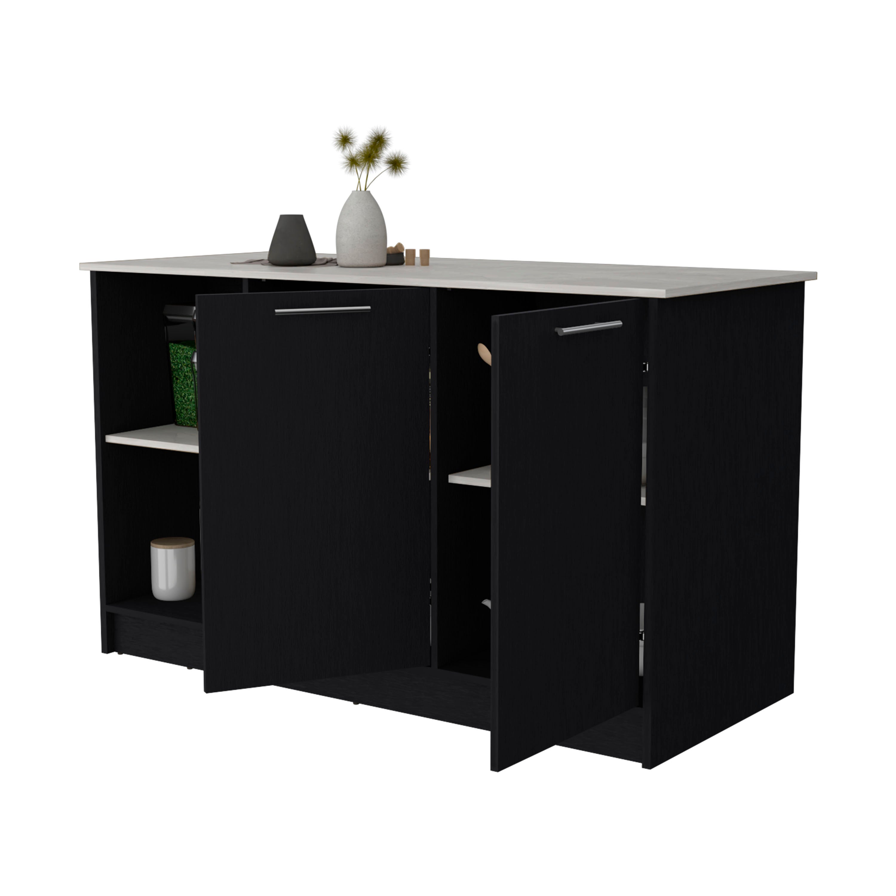 Black and Onyx Double Door Cabinets Kitchen Island