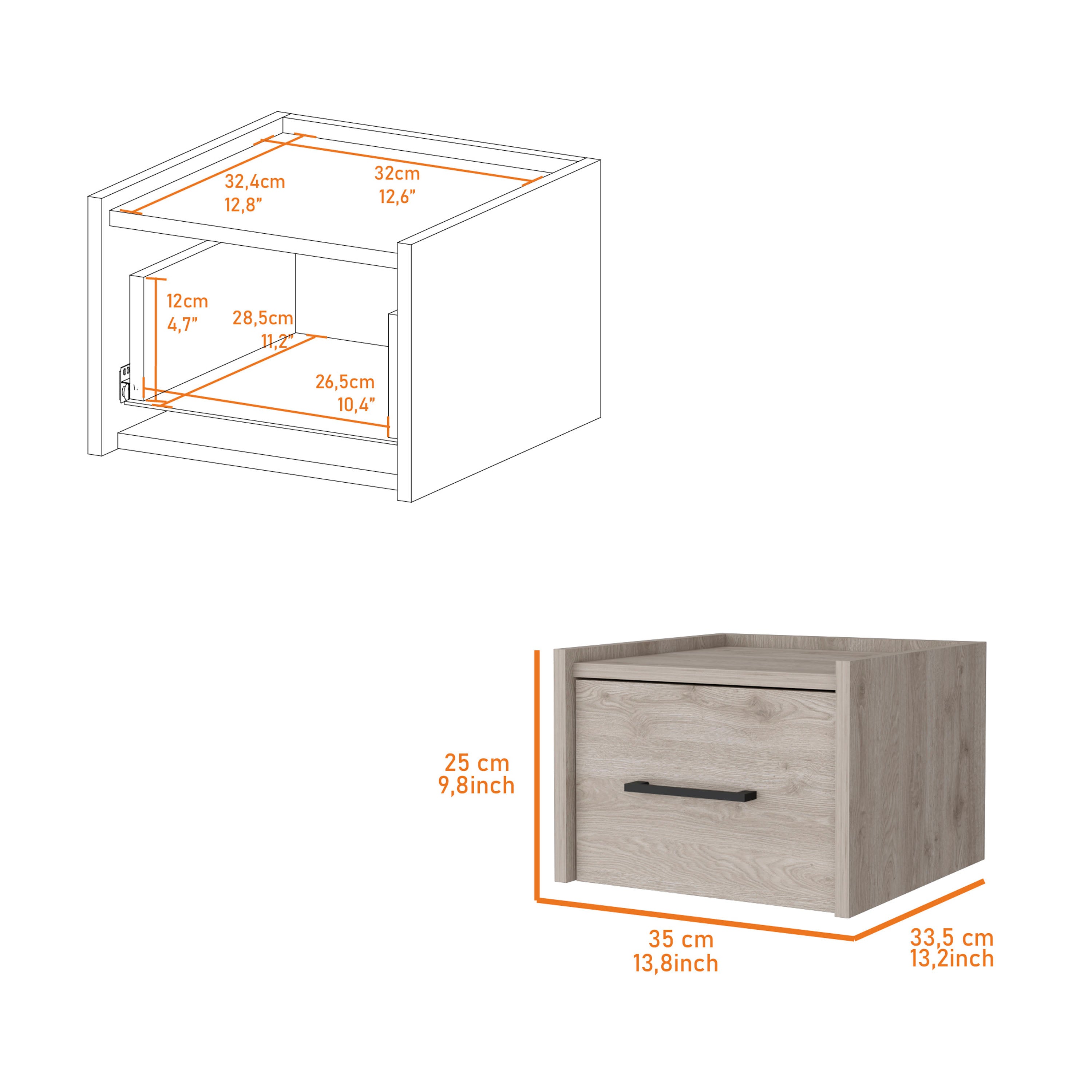 Light Gray Wall-Mounted Floating Nightstand