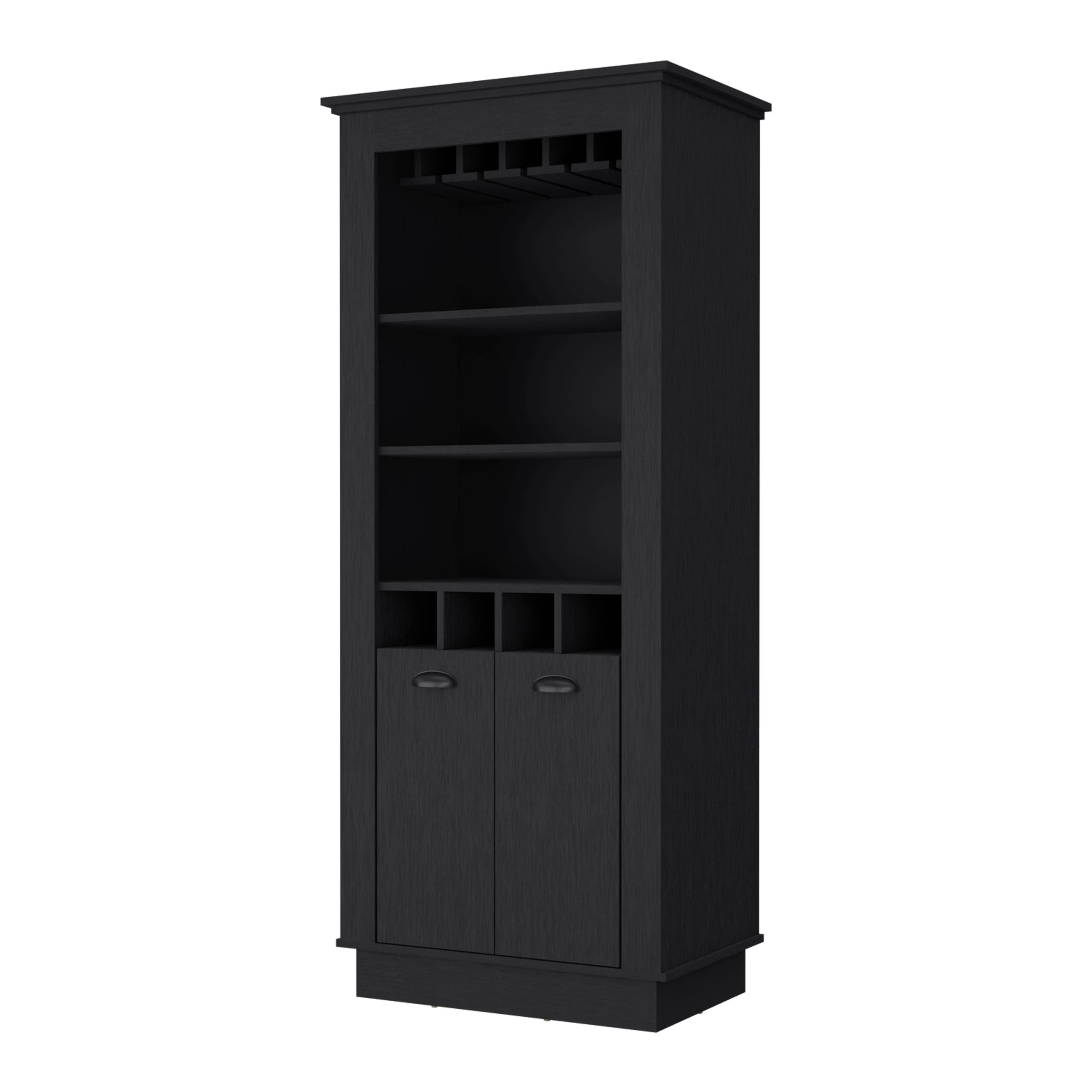 Tyler Black 4-Built In Wine Rack Bar Cabinet