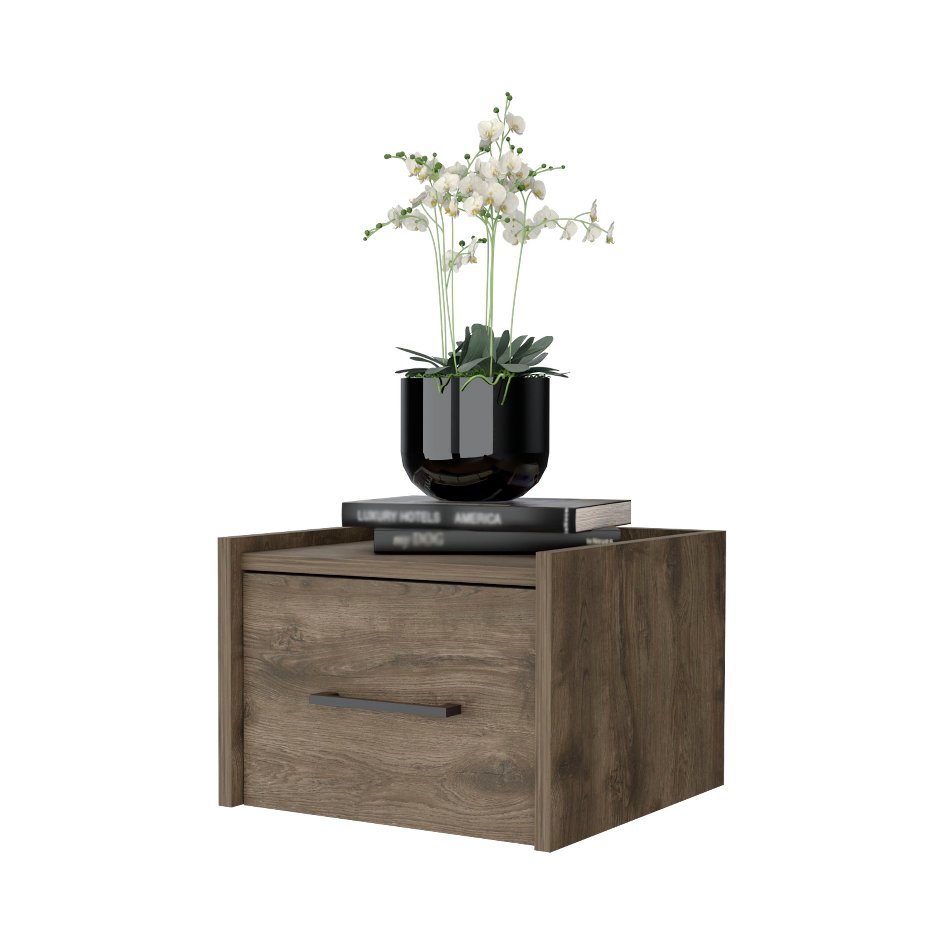 Dark Brown Wall-Mounted Floating Nightstand