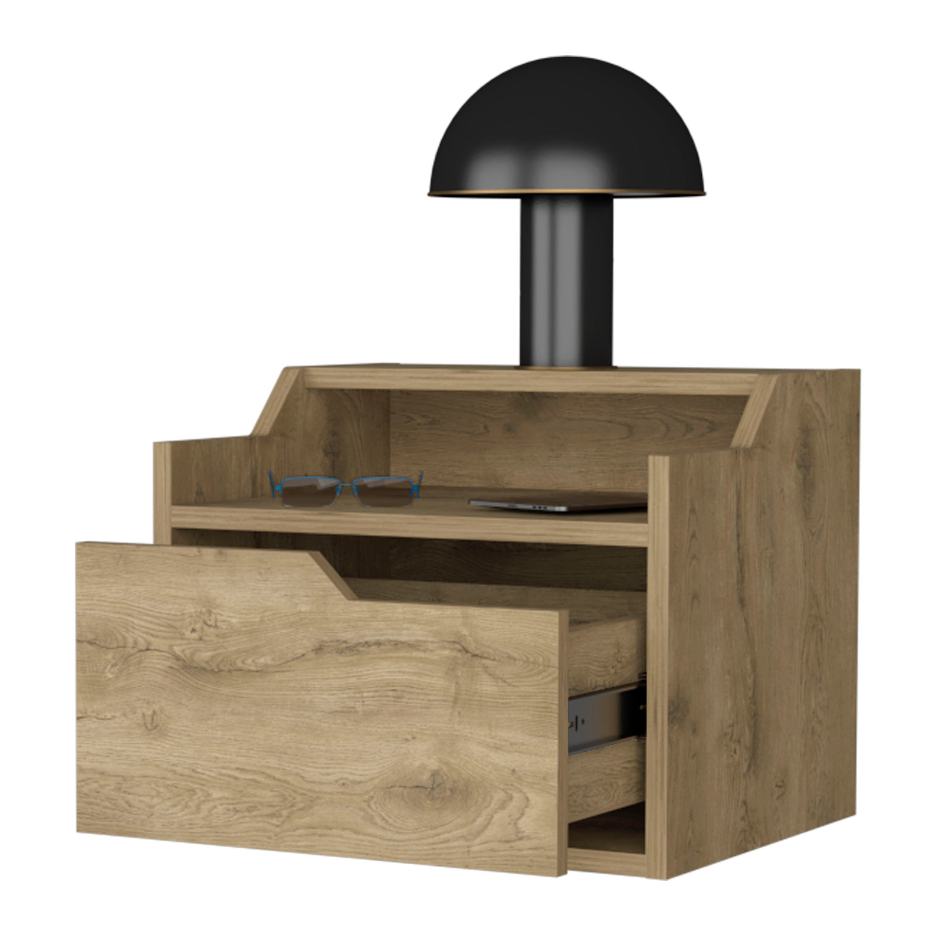 Macadamia Dual-Shelf Display Nightstand