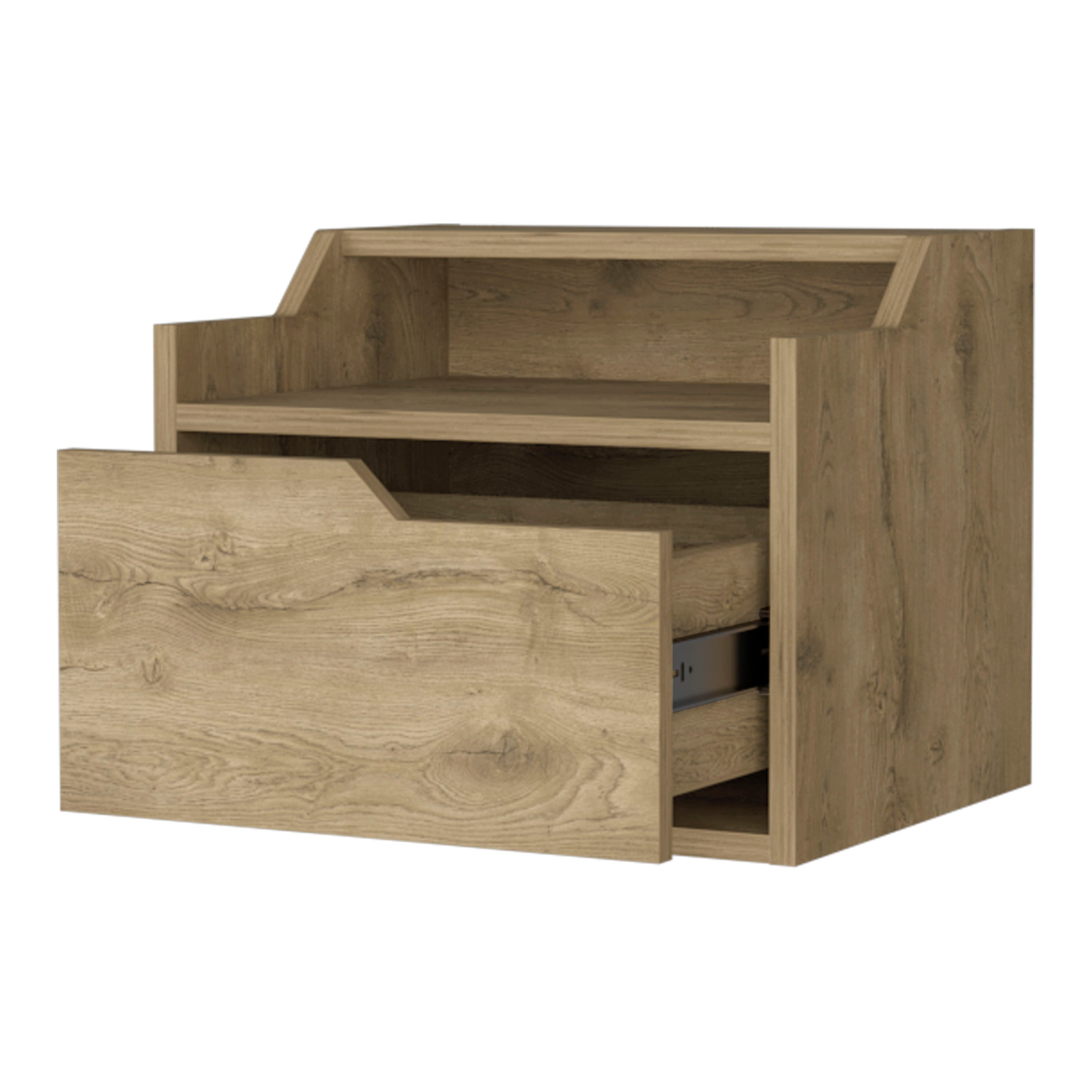 Macadamia Dual-Shelf Display Nightstand