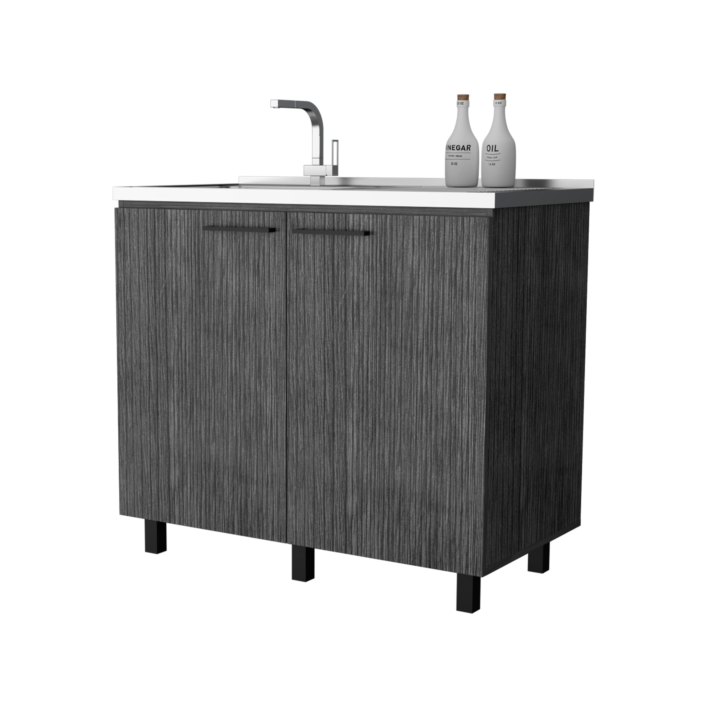 Smokey Oak Utility Sink and Cabinet