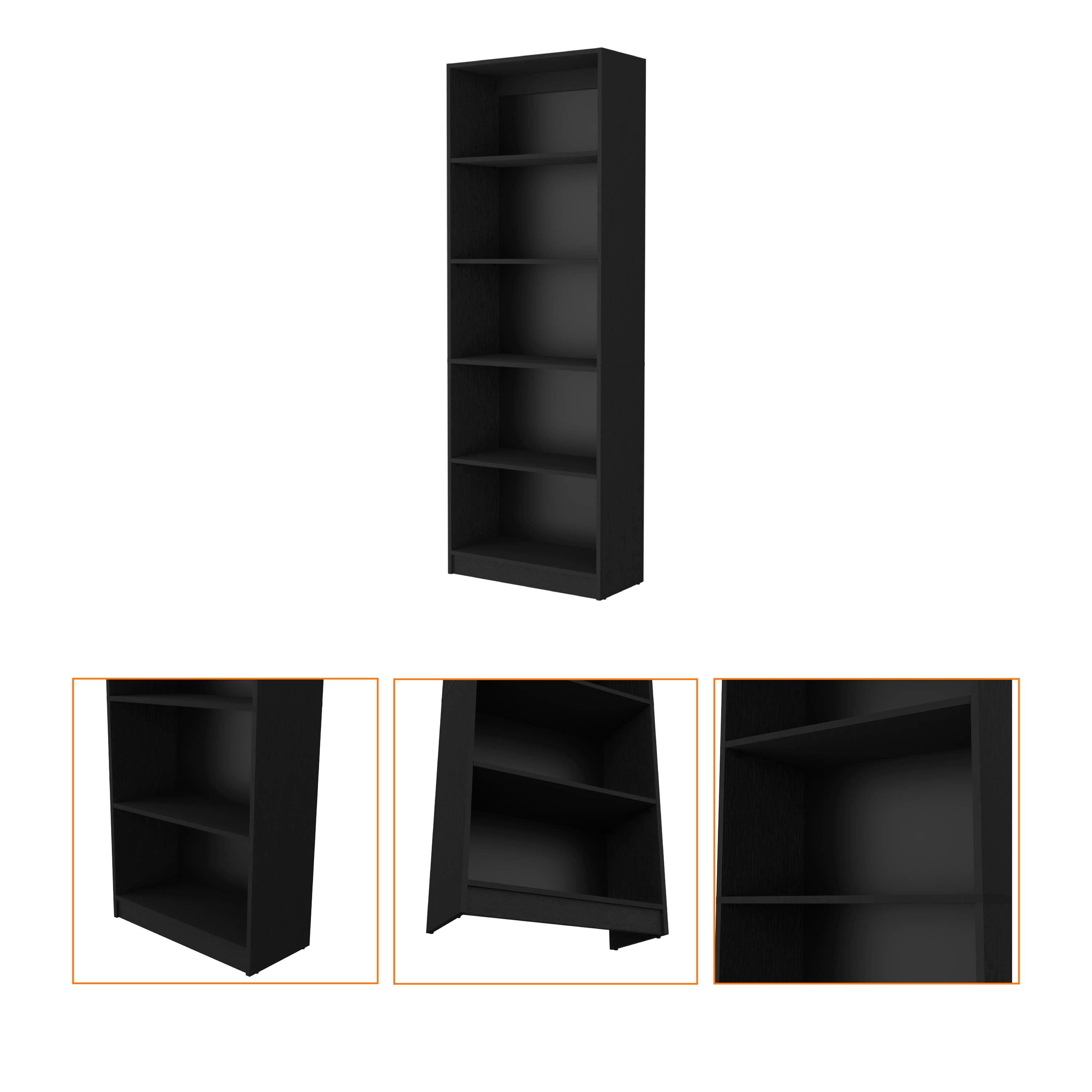 Black 5-Shelf Bookcase