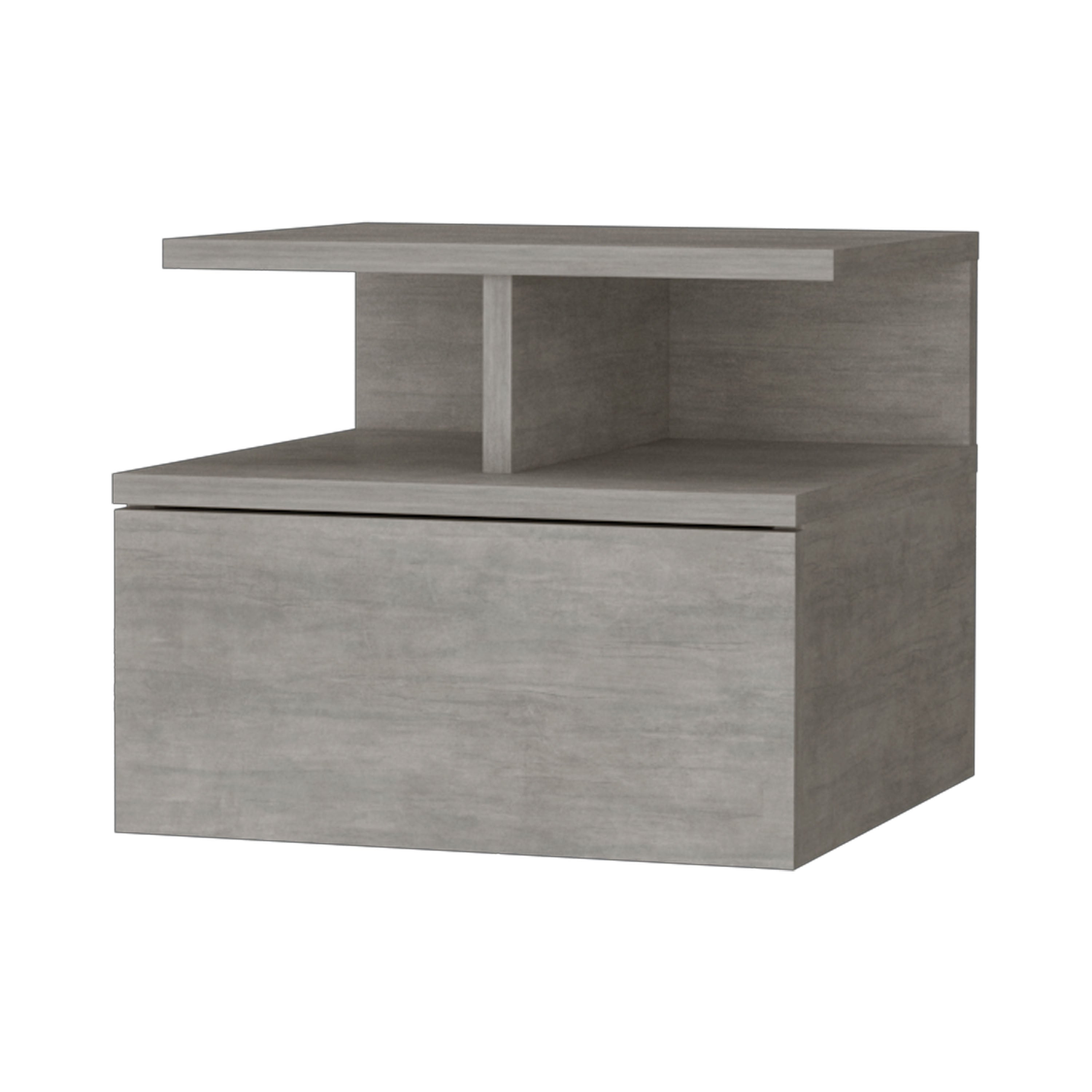 Concrete Gray 2-Tier Shelf Floating Nightstand