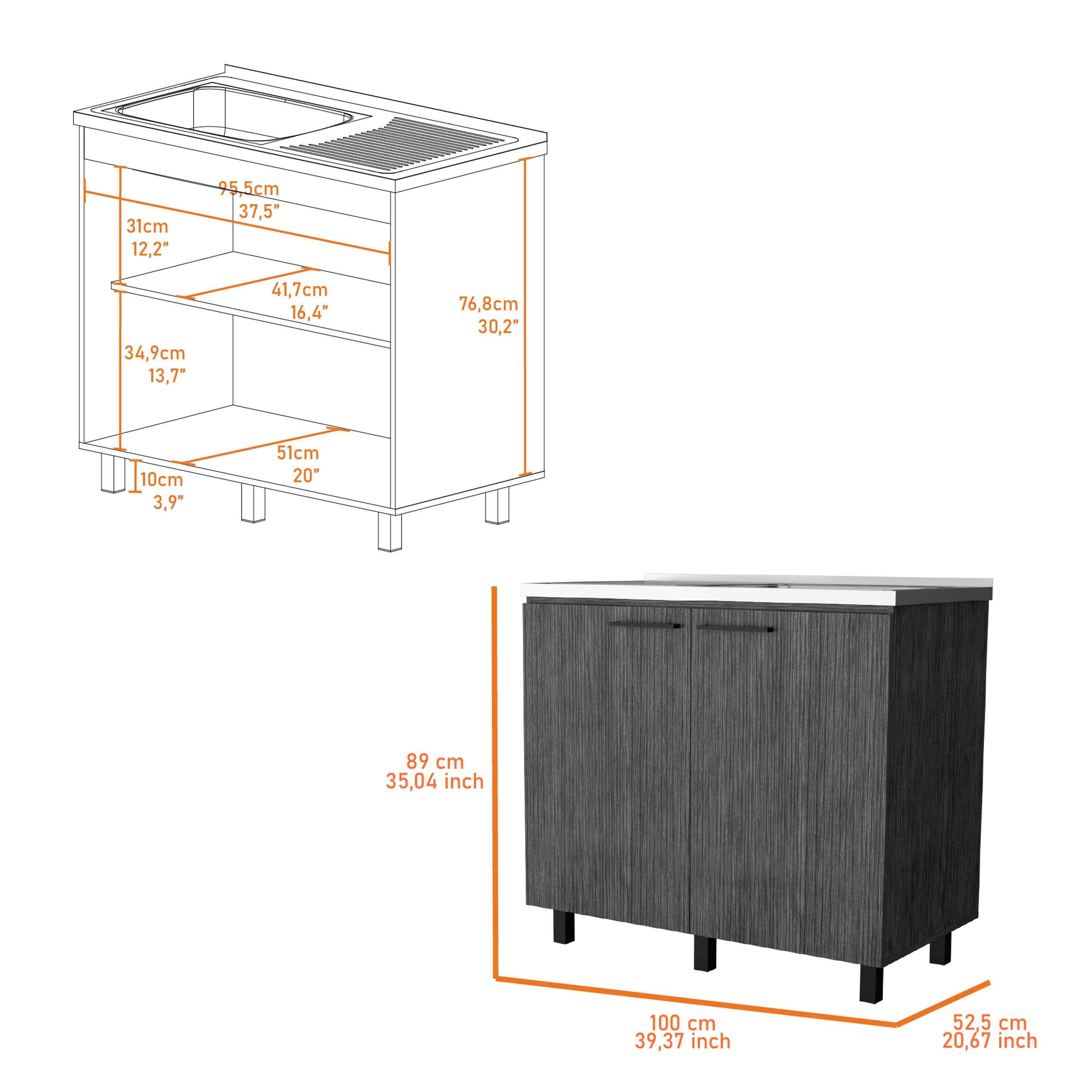 Smokey Oak Utility Sink and Cabinet