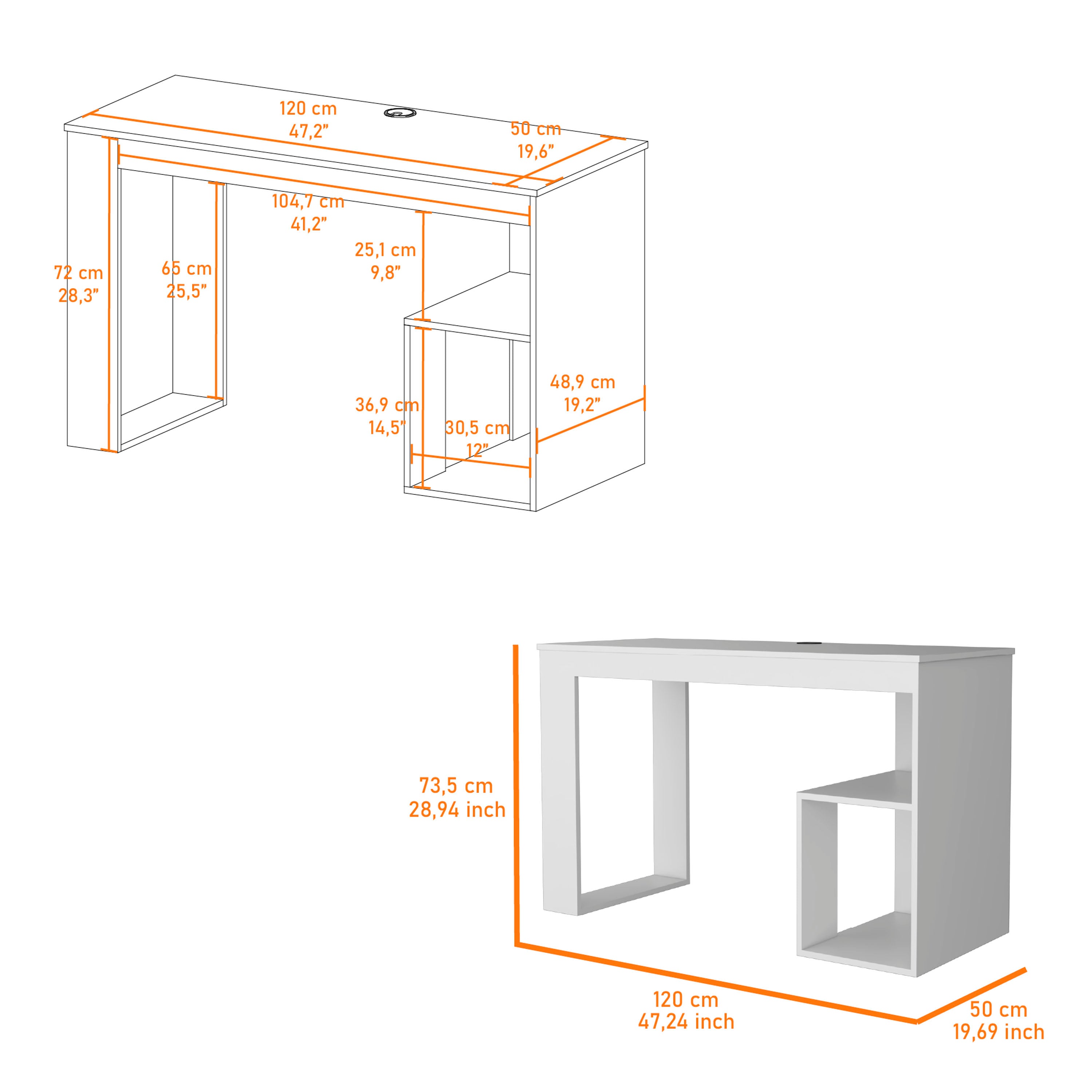 White Two Shelves Writing Desk