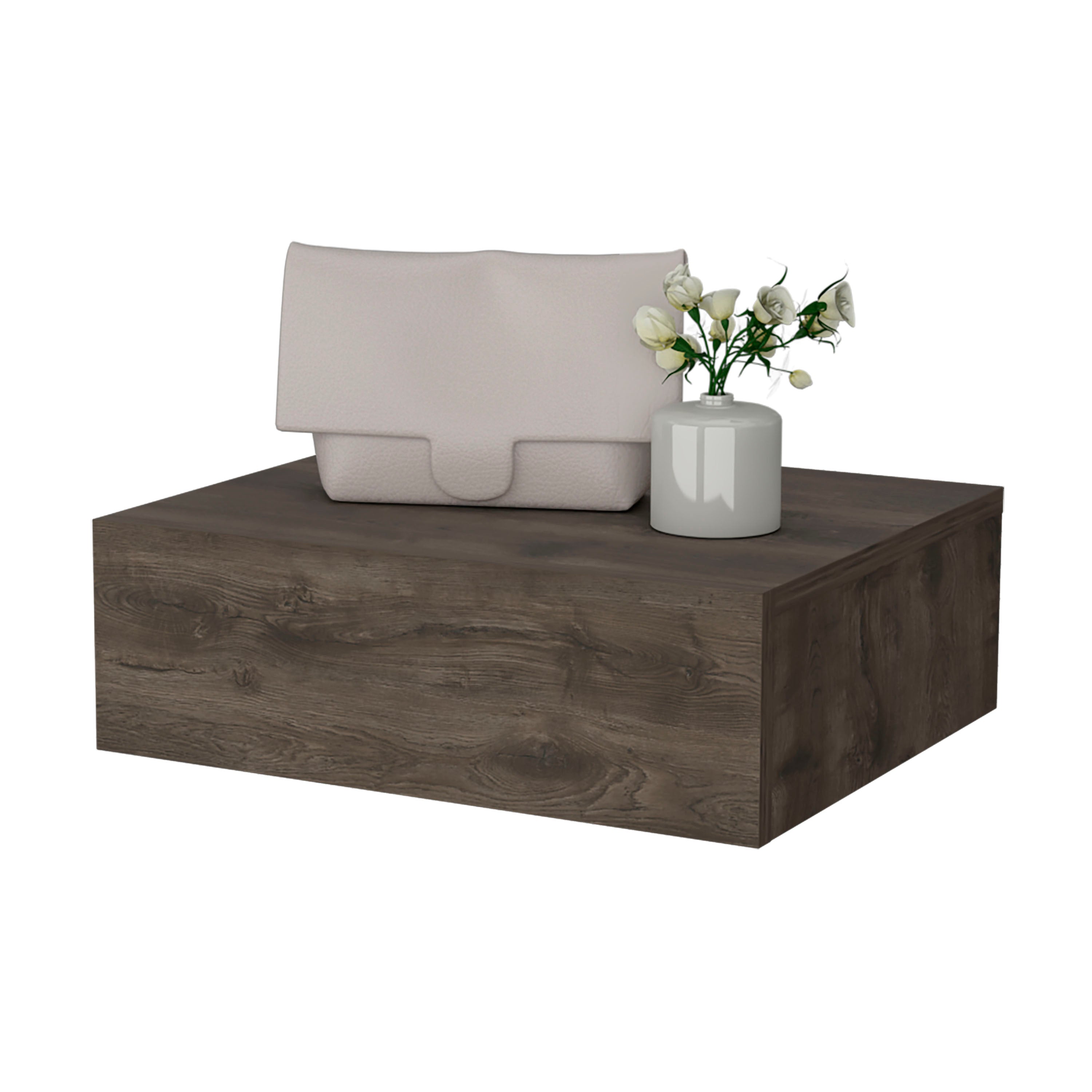 Dark Brown Wall-Mounted Floating Nightstand