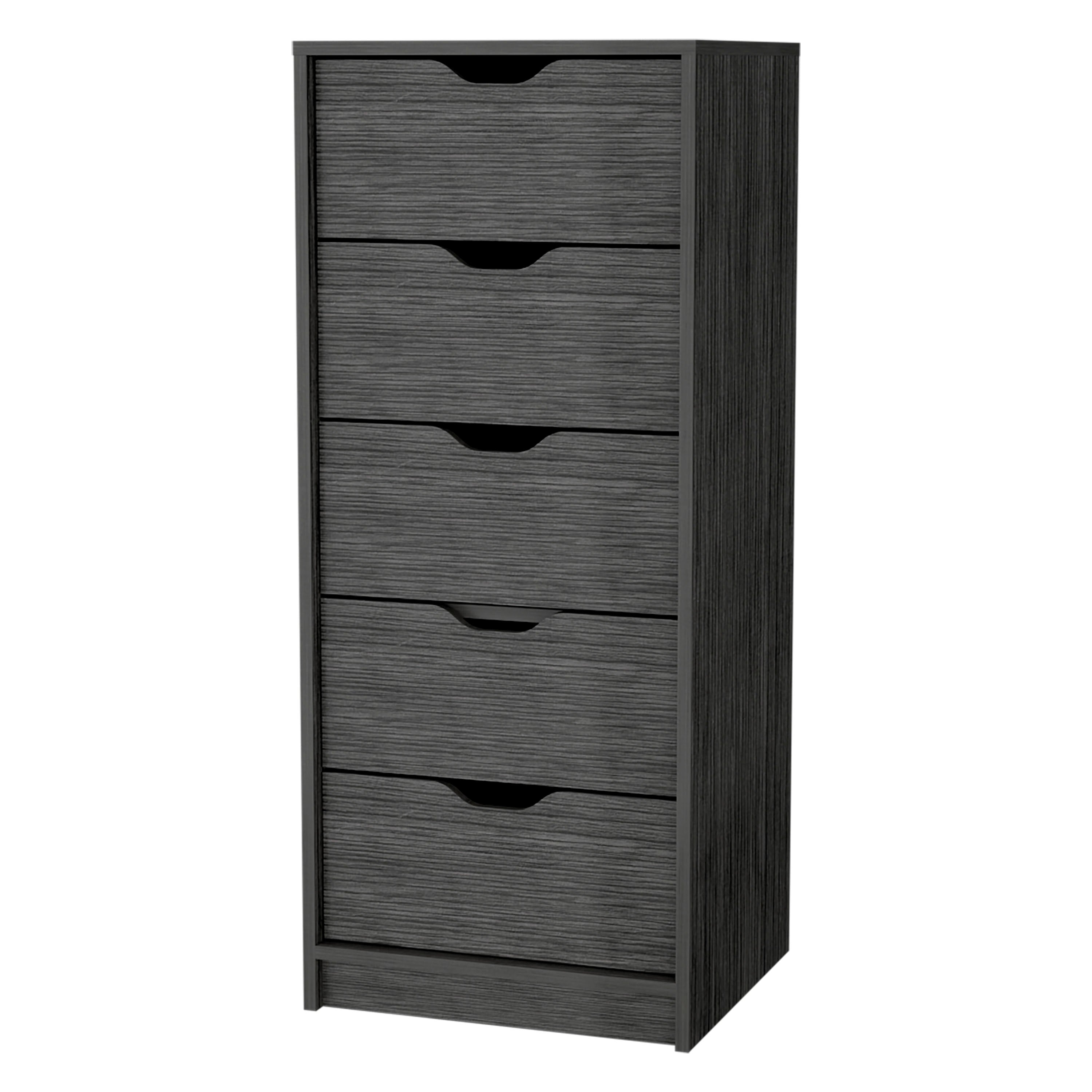 Smokey Oak 5 Narrow Drawer Dresser