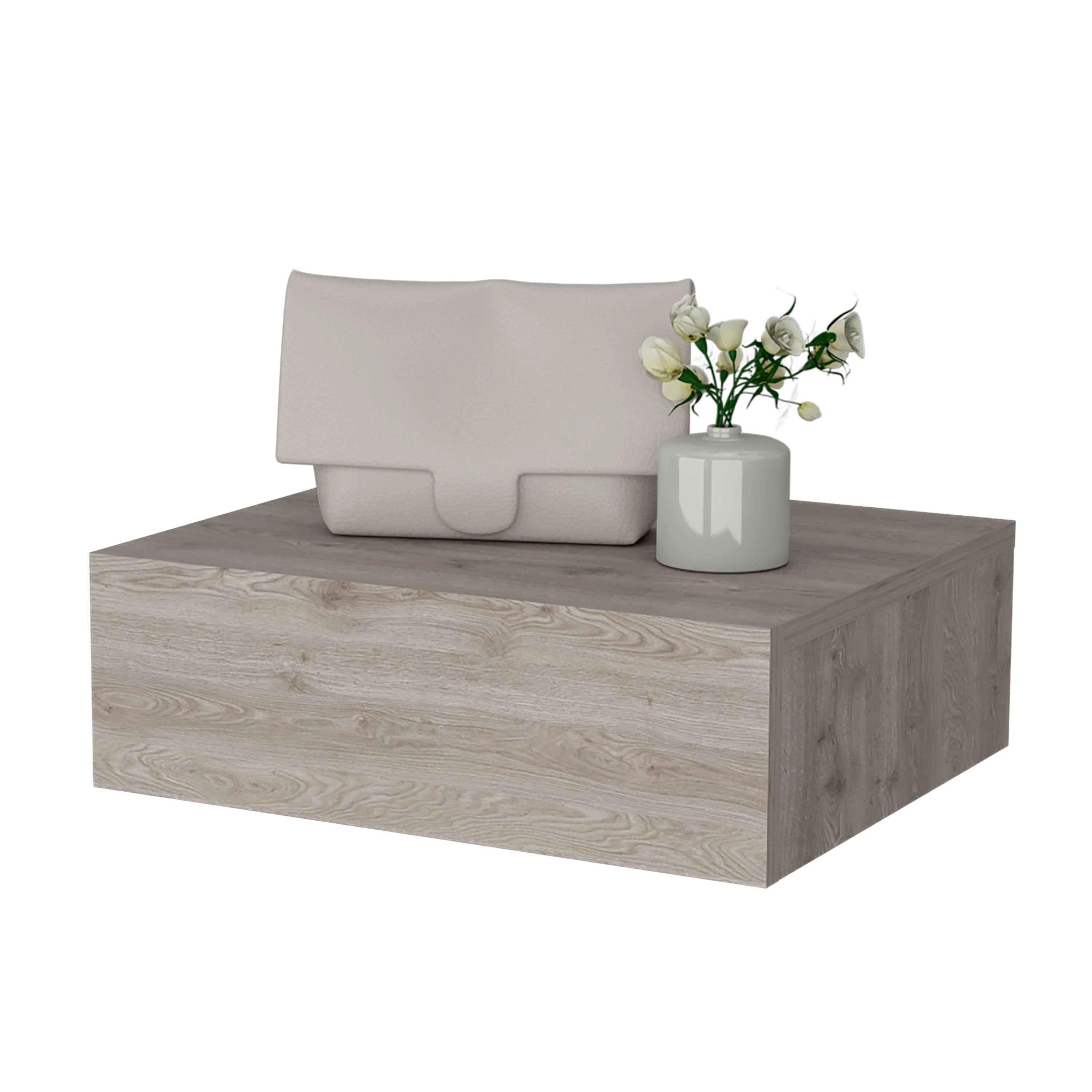 Light Gray Wall-Mounted Floating Nightstand