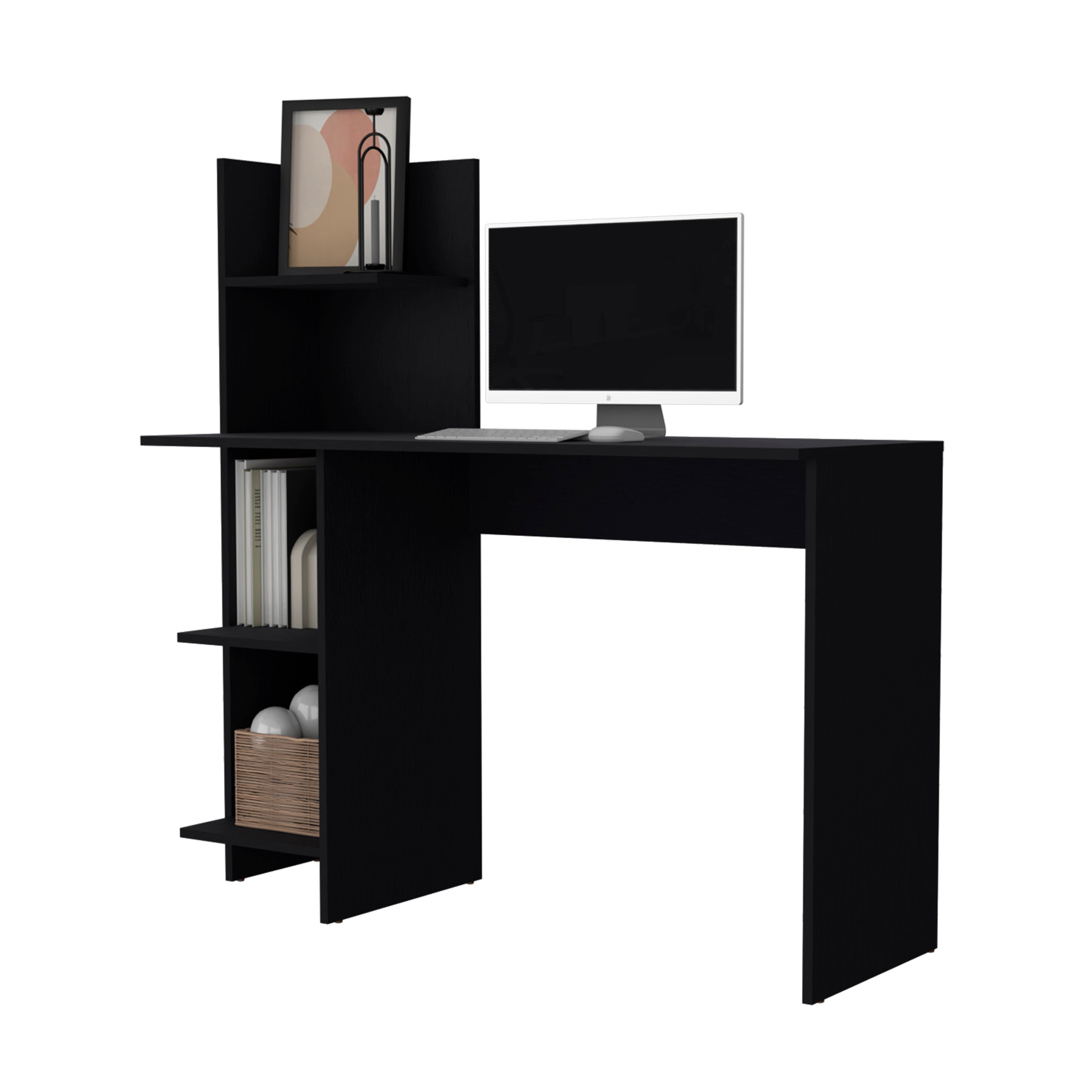 Black Four Shelves Writing Desk