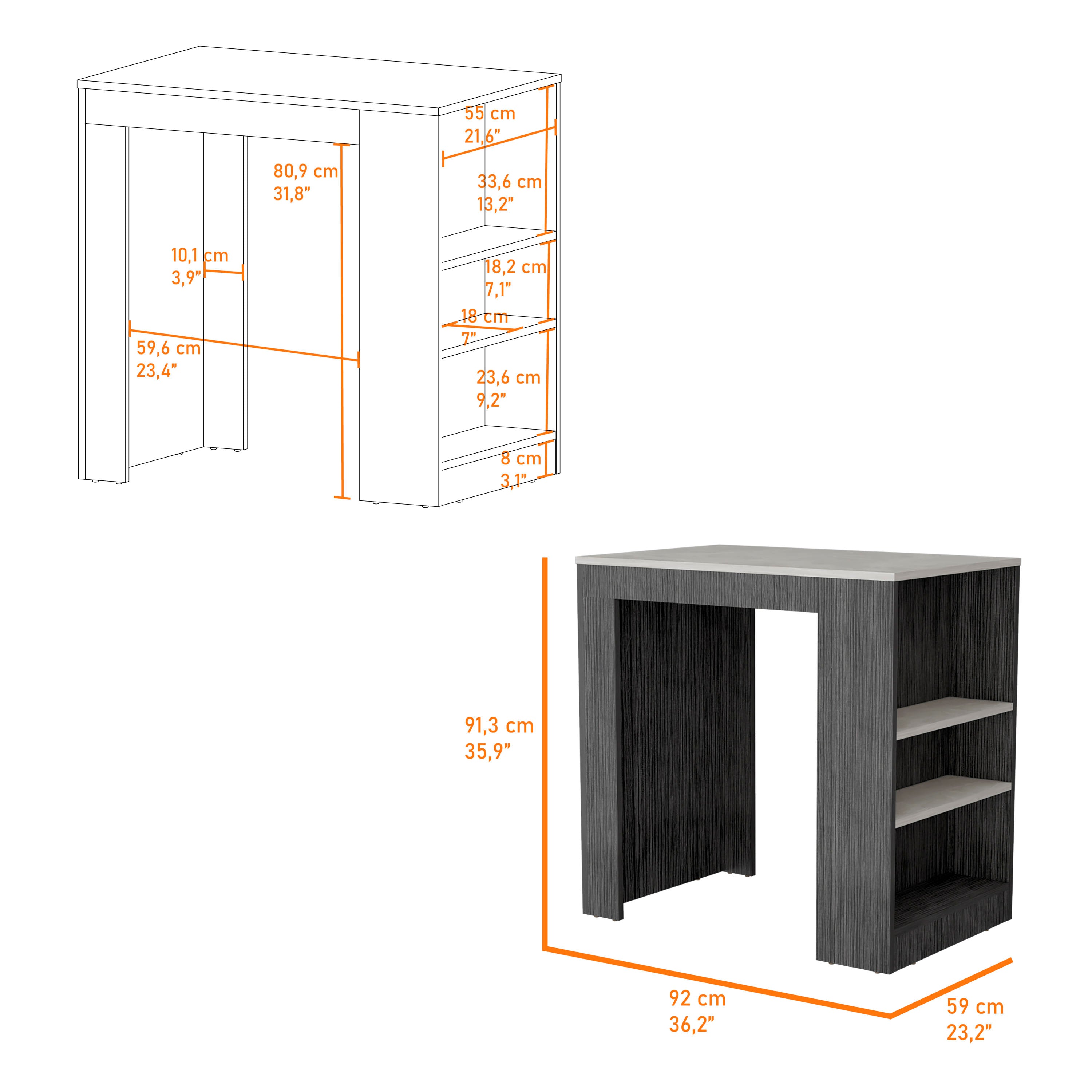 Smokey Oak and Ibiza Marble Counter Height Table Top Kitchen Island