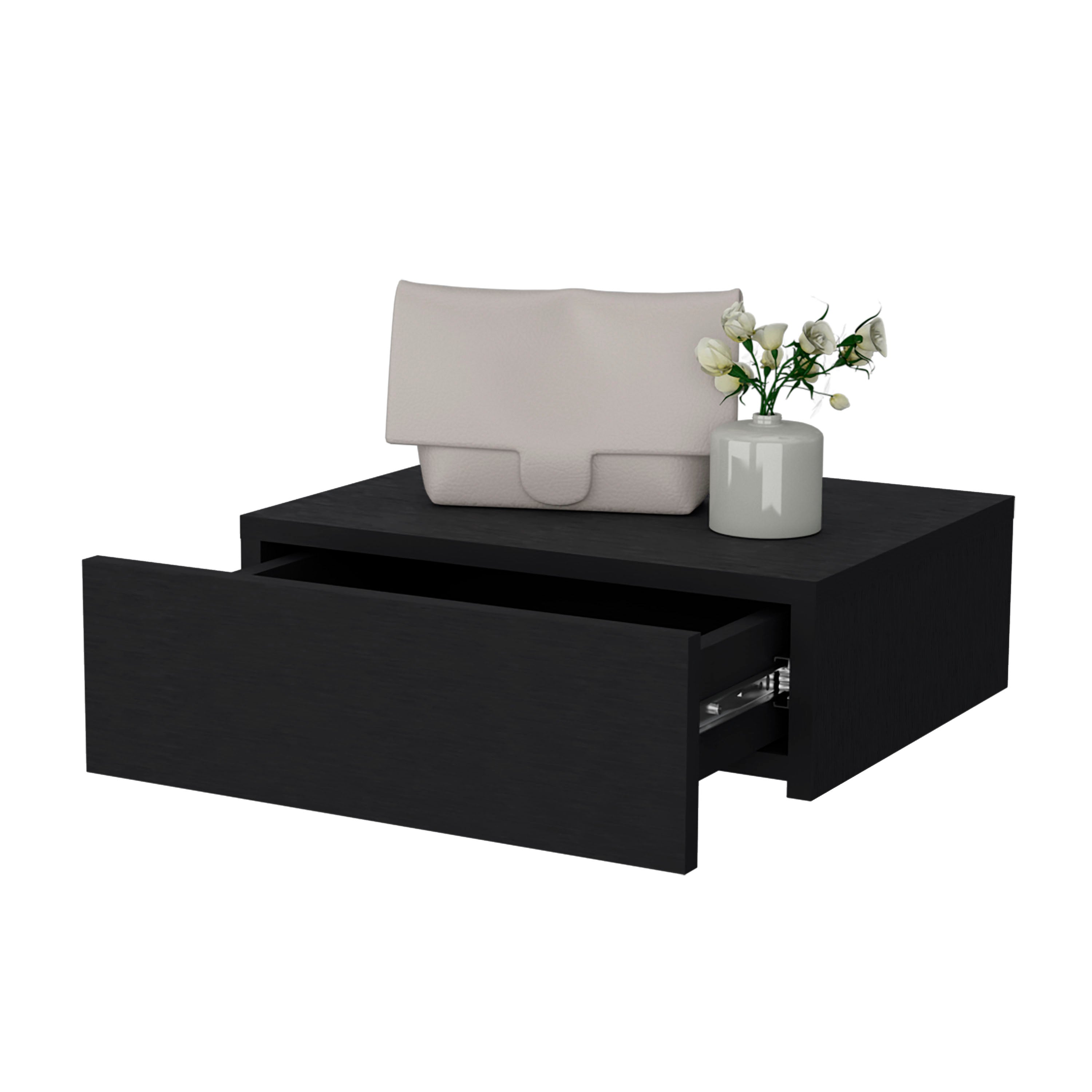 Black Wall-Mounted Floating Nightstand