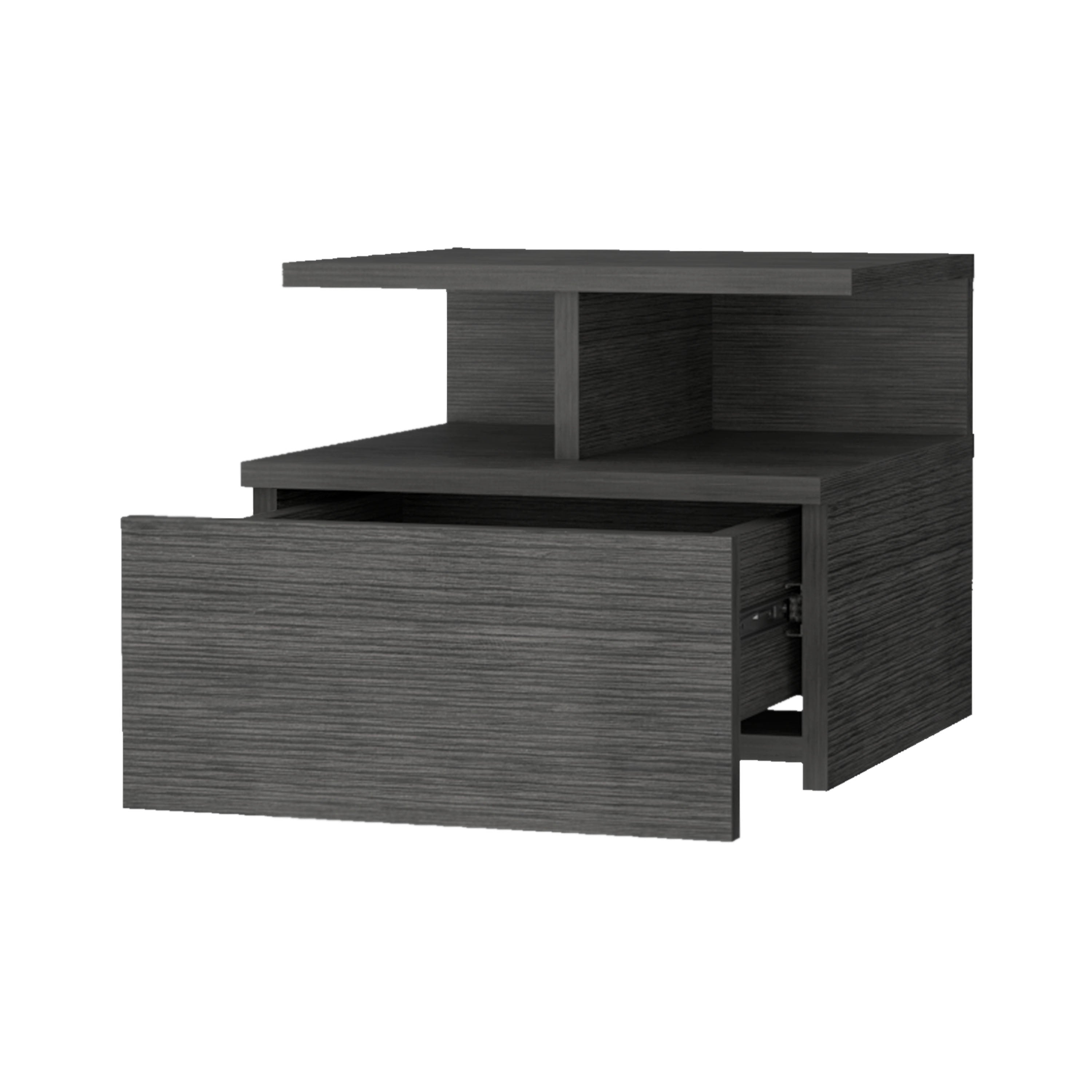 Smokey Oak 2-Tier Shelf Floating Nightstand