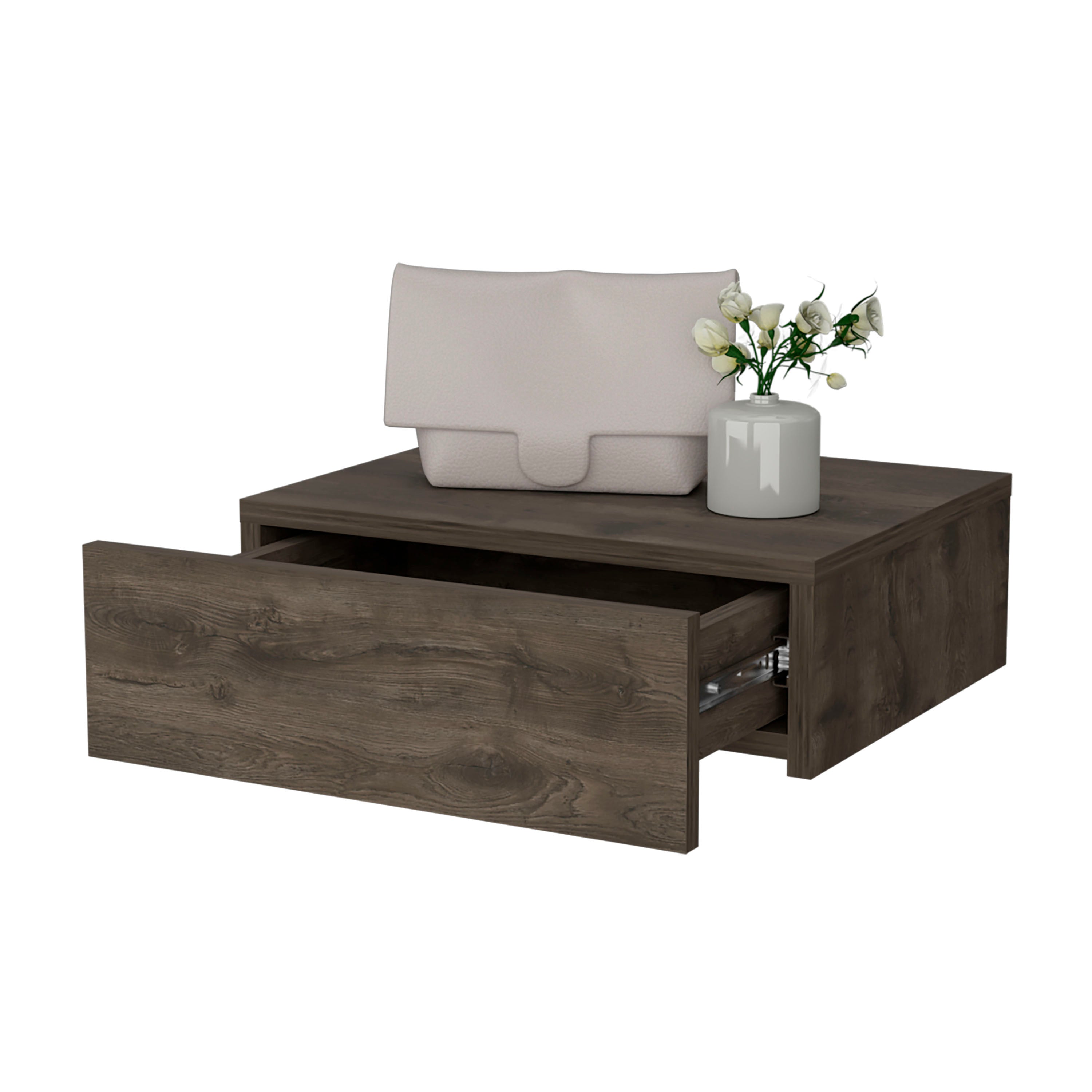 Dark Brown Wall-Mounted Floating Nightstand