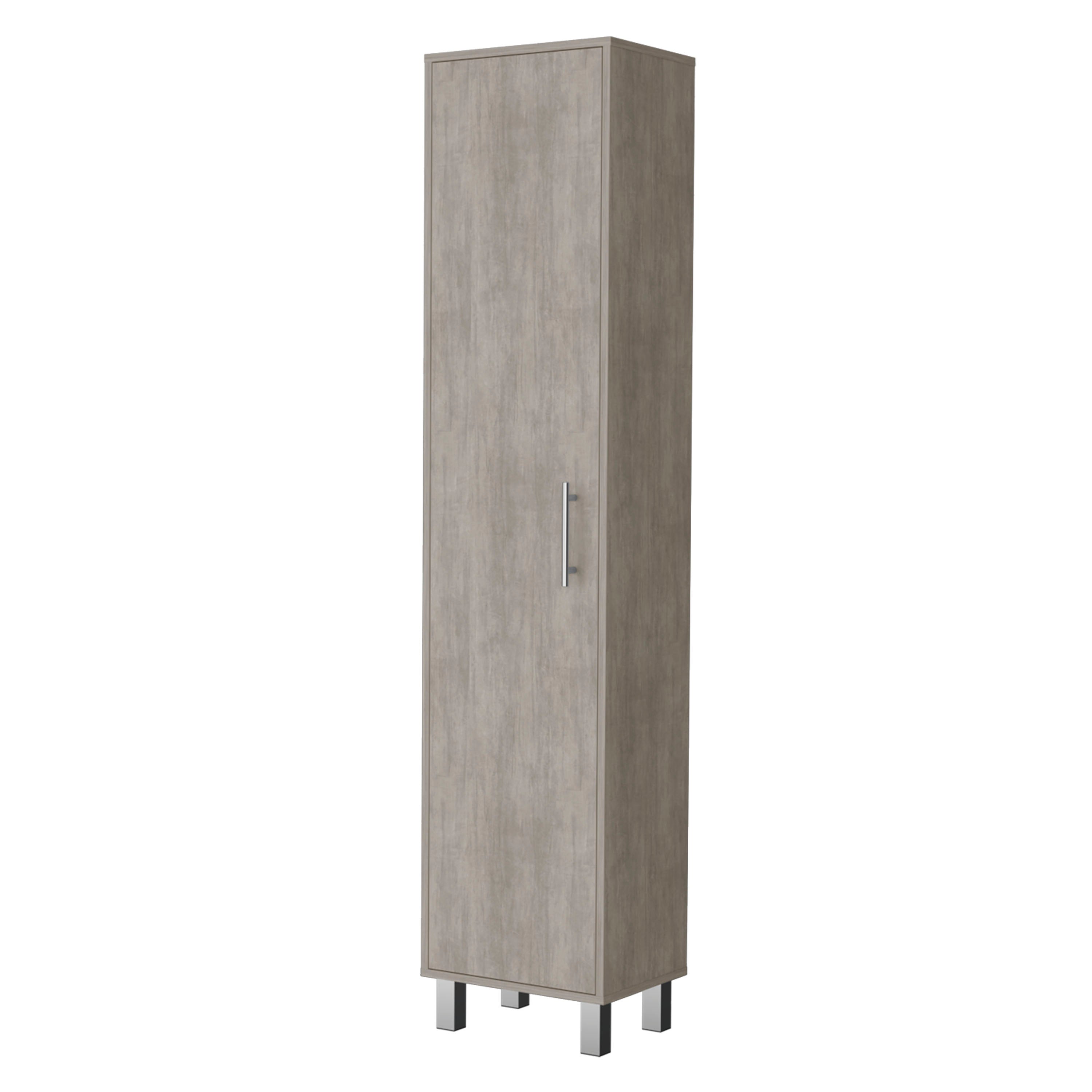 Concrete Gray 3 Broom Hangers Tall Storage Cabinet