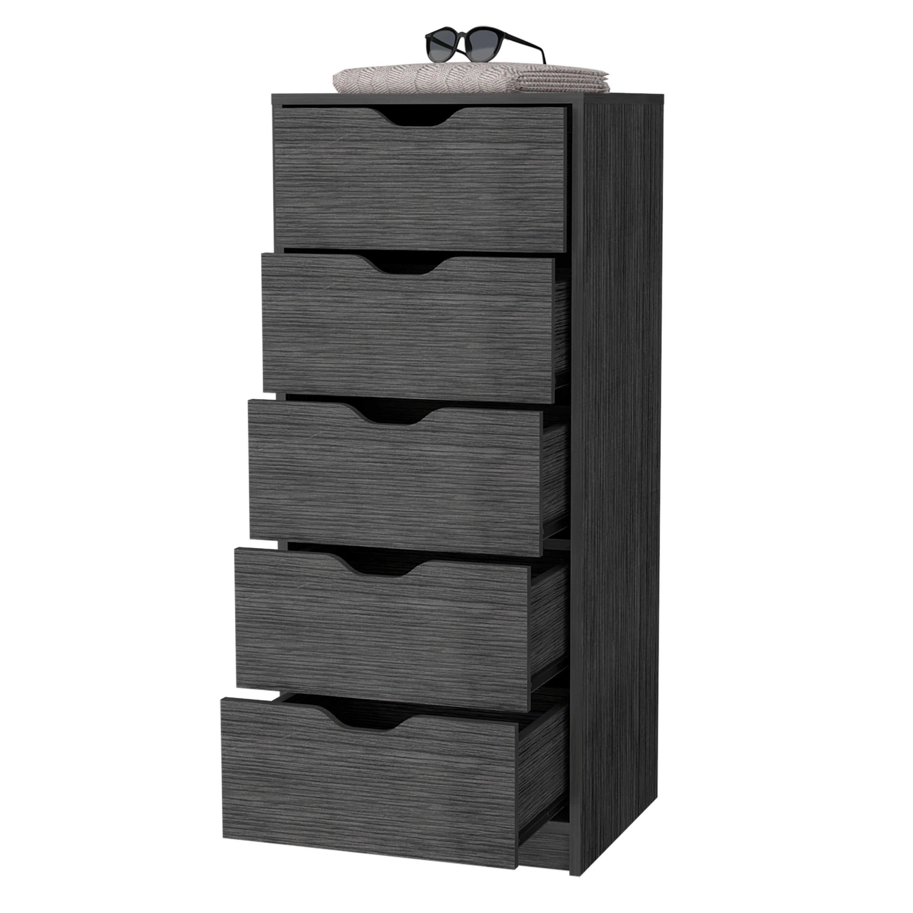 Smokey Oak 5 Narrow Drawer Dresser