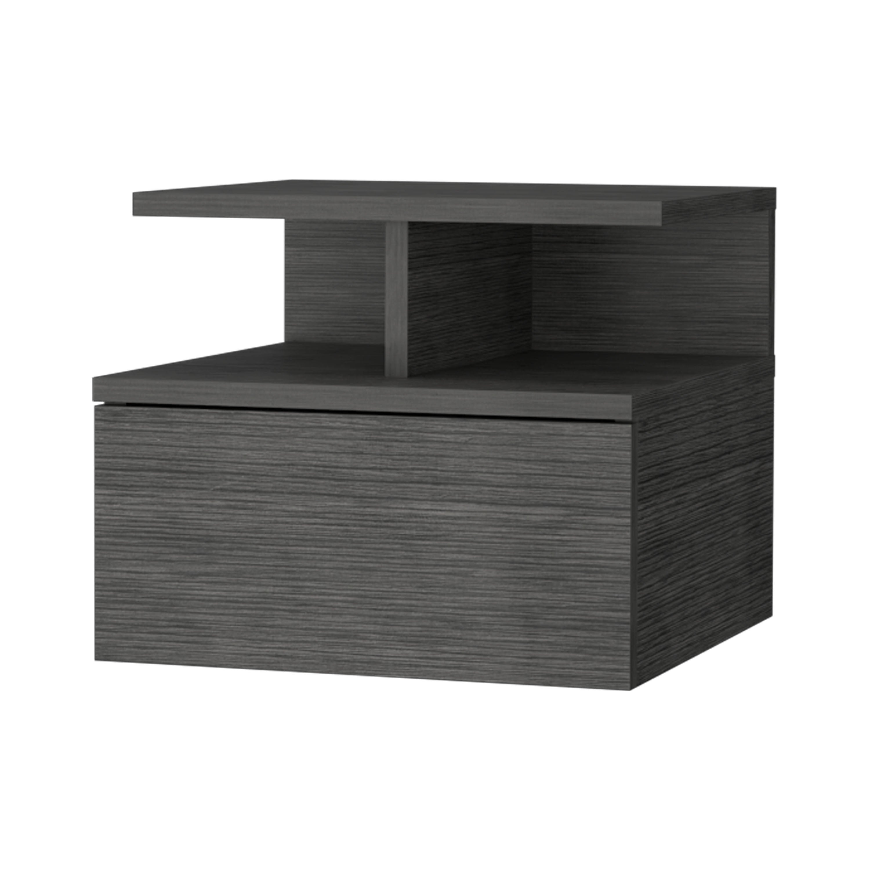 Smokey Oak 2-Tier Shelf Floating Nightstand