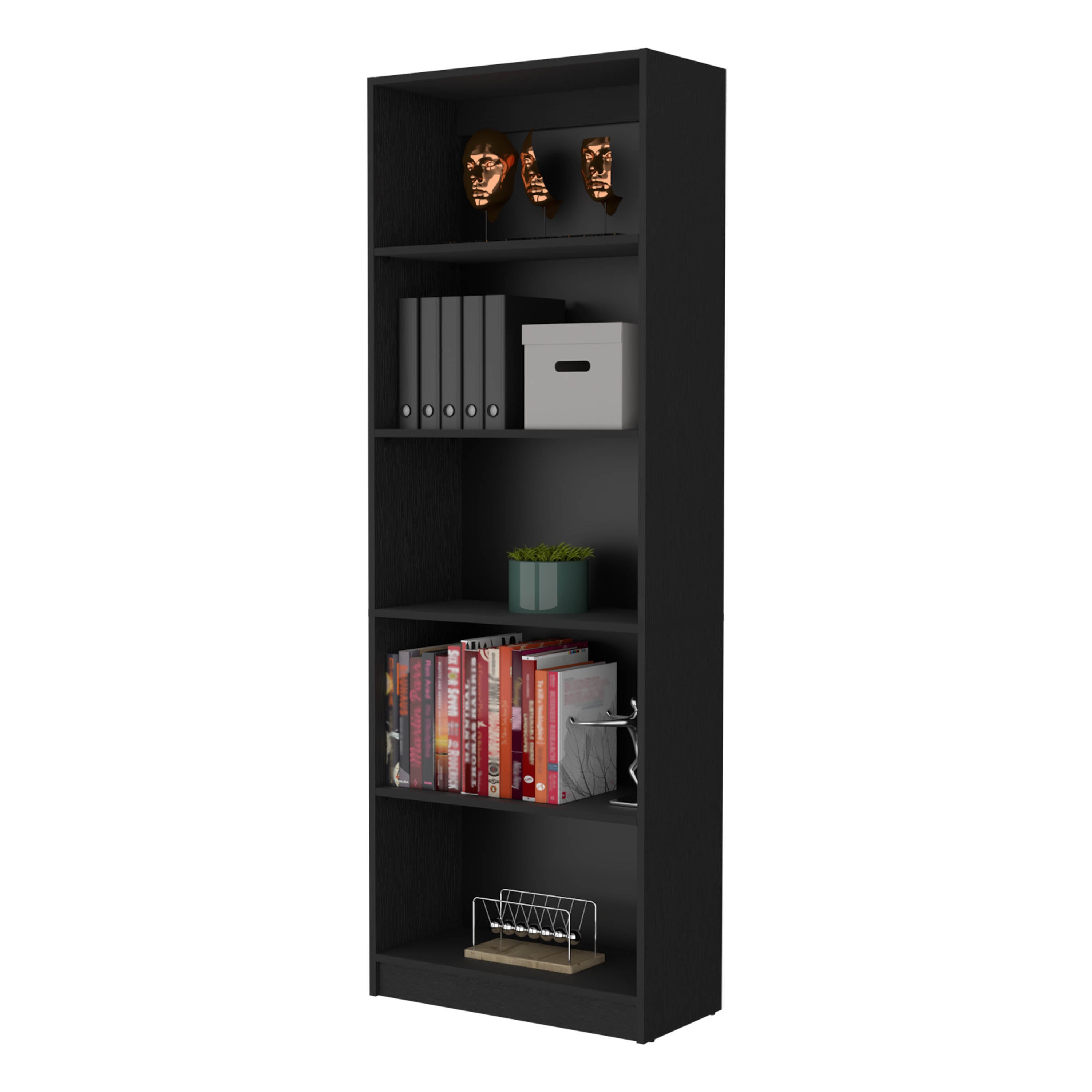 Black 5-Shelf Bookcase