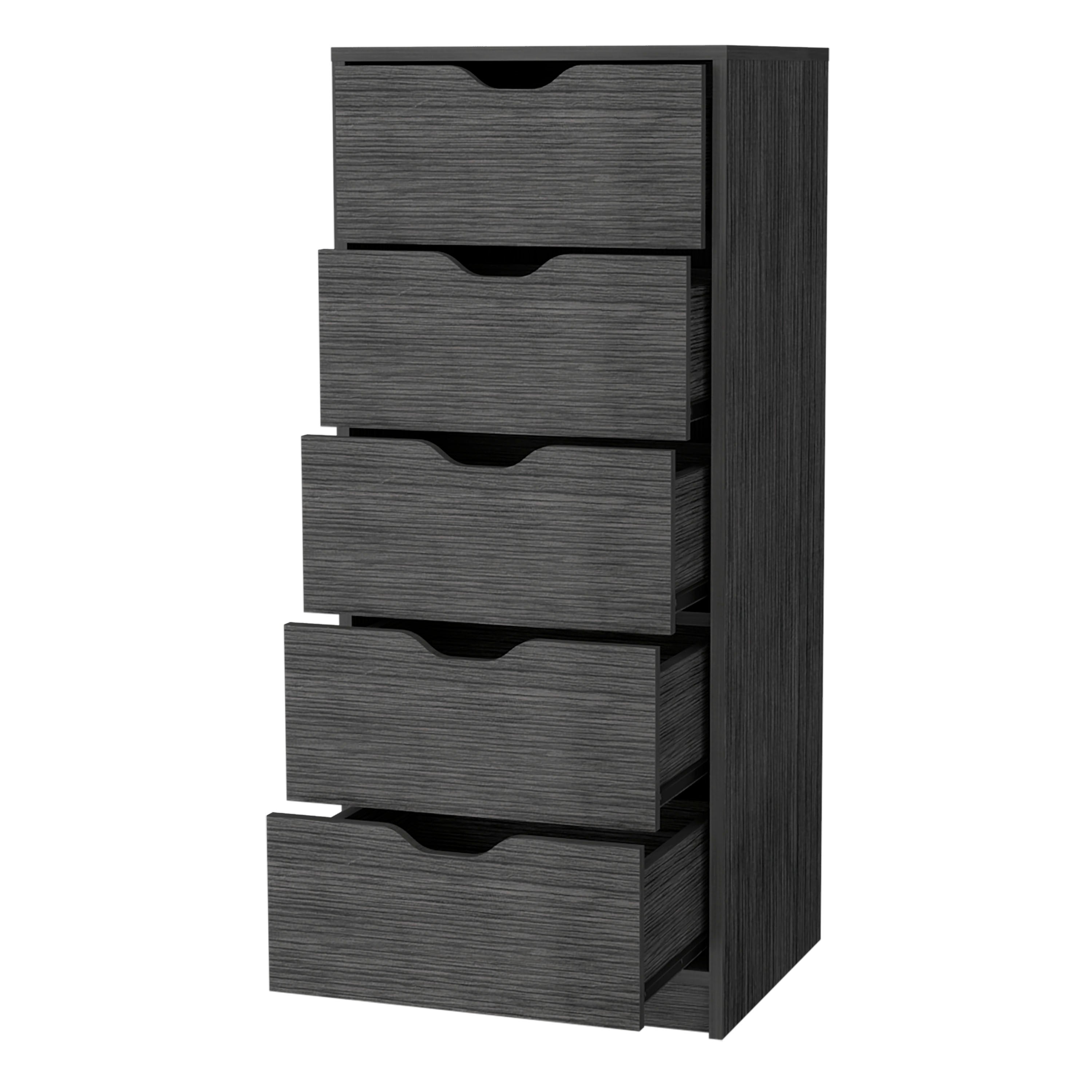 Smokey Oak 5 Narrow Drawer Dresser