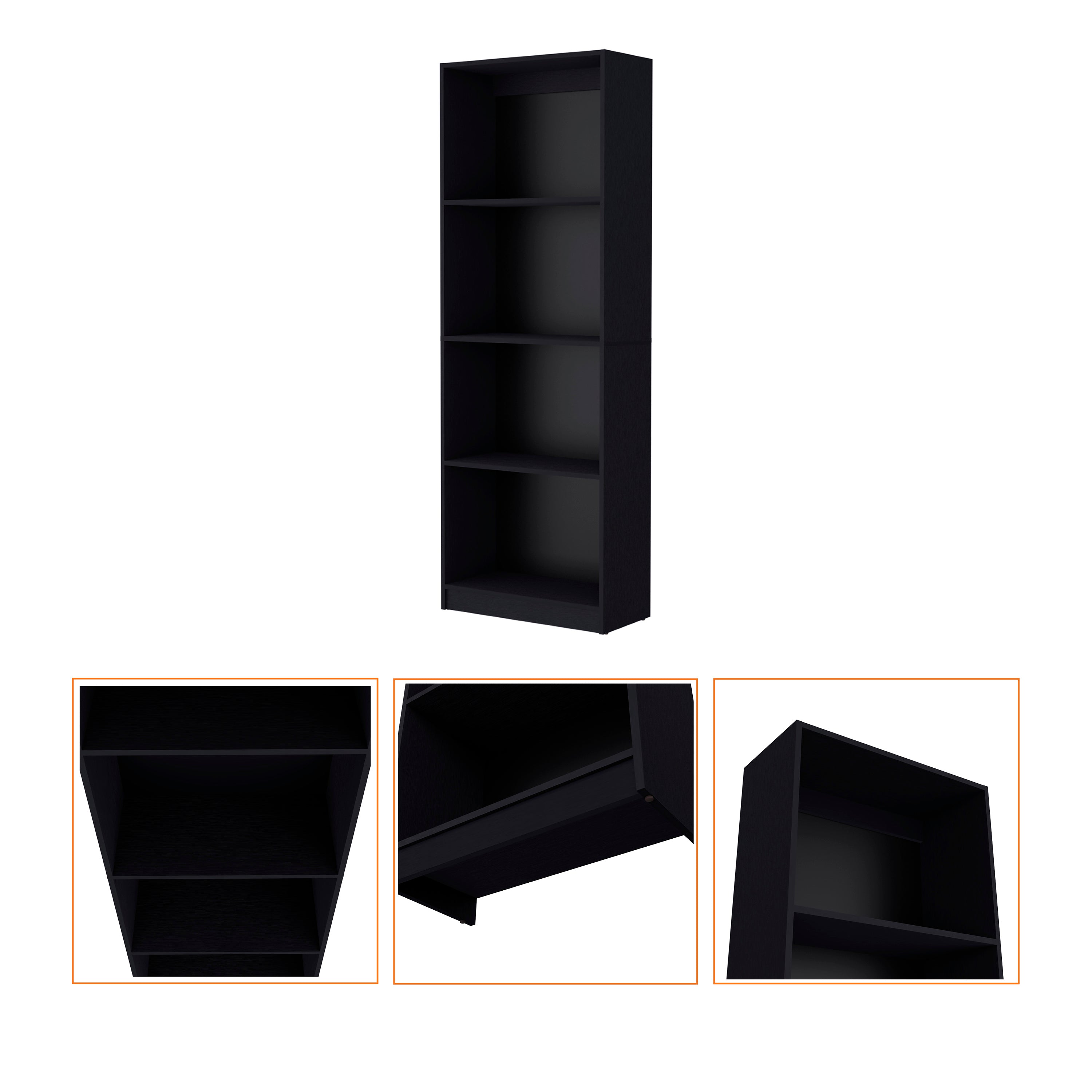 Black Tier Storage Shelves Bookcase