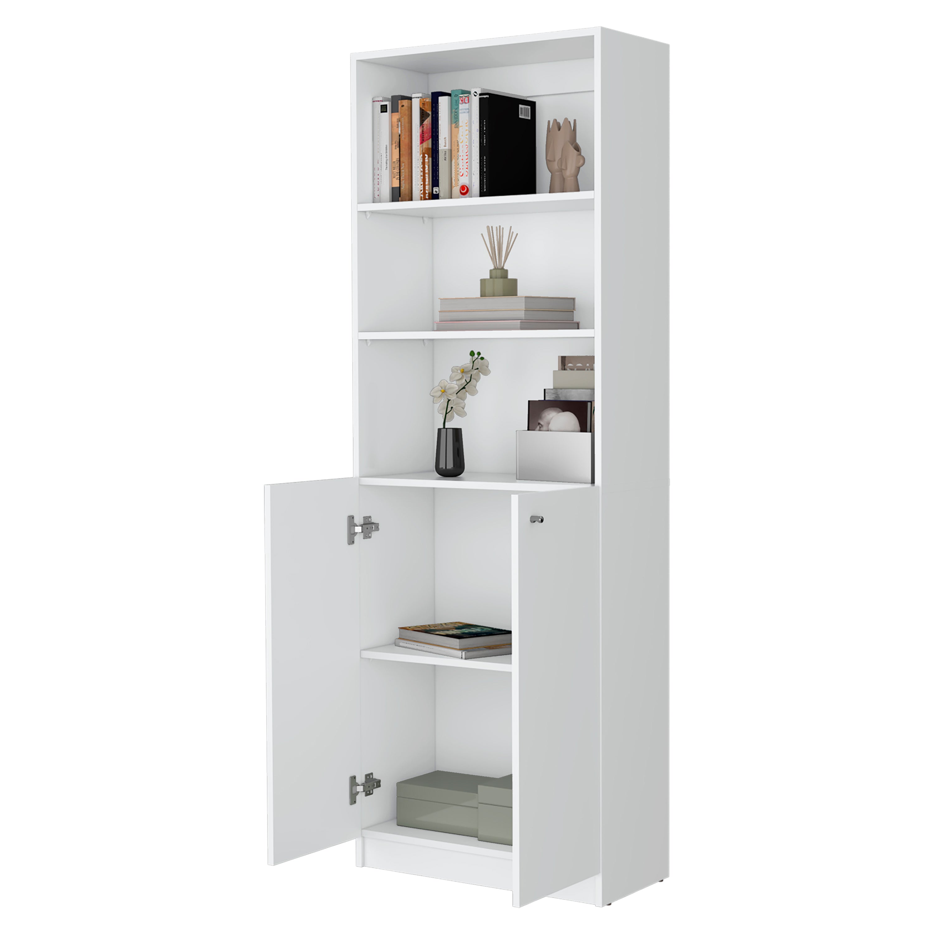 Zachary White 2-Door Bookcase