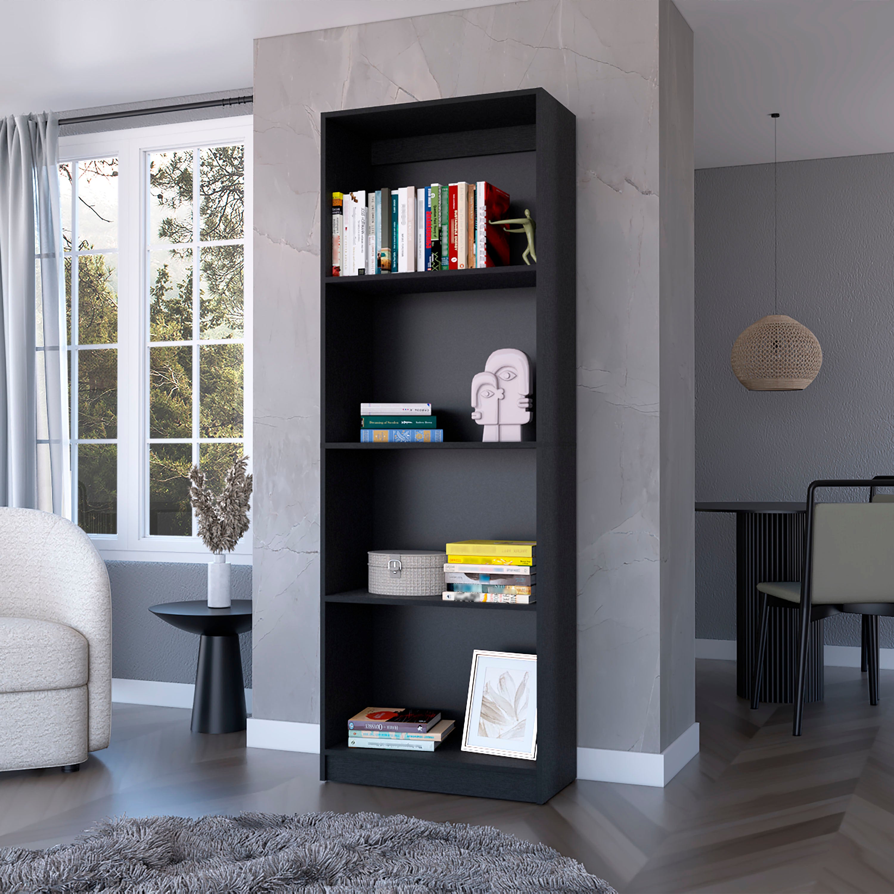 Black Tier Storage Shelves Bookcase